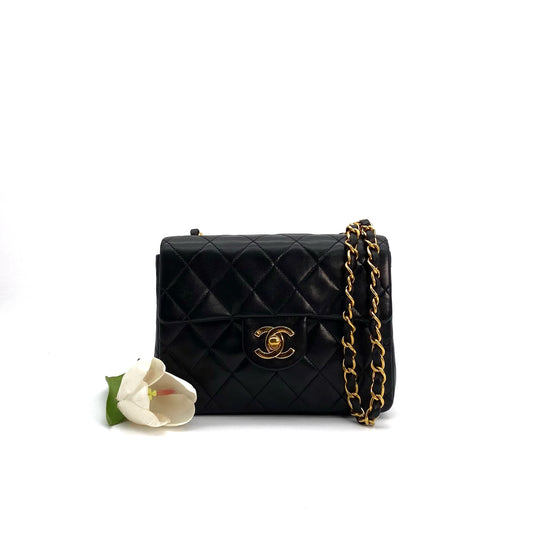 Denver, 4 Series Mini Sq17 Black Lambskin with seal and card