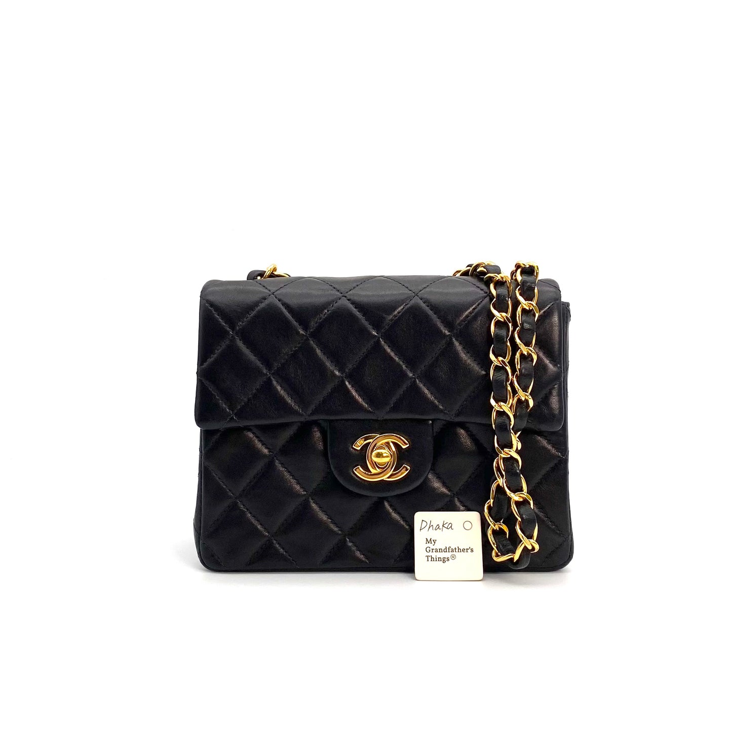 Dhaka, 6 Series Mini Sq17 Black Lambskin with seal and card
