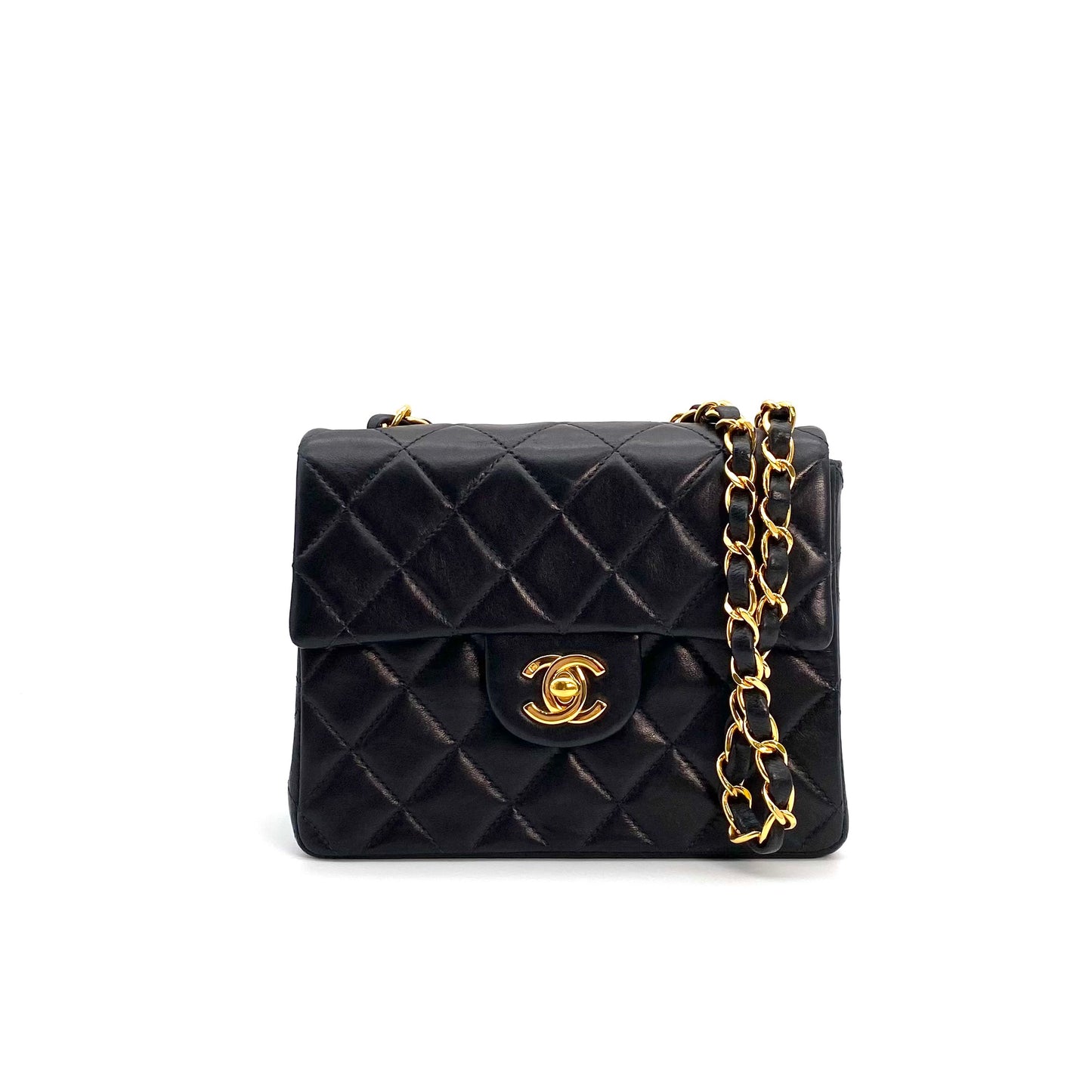 Dhaka, 6 Series Mini Sq17 Black Lambskin with seal and card
