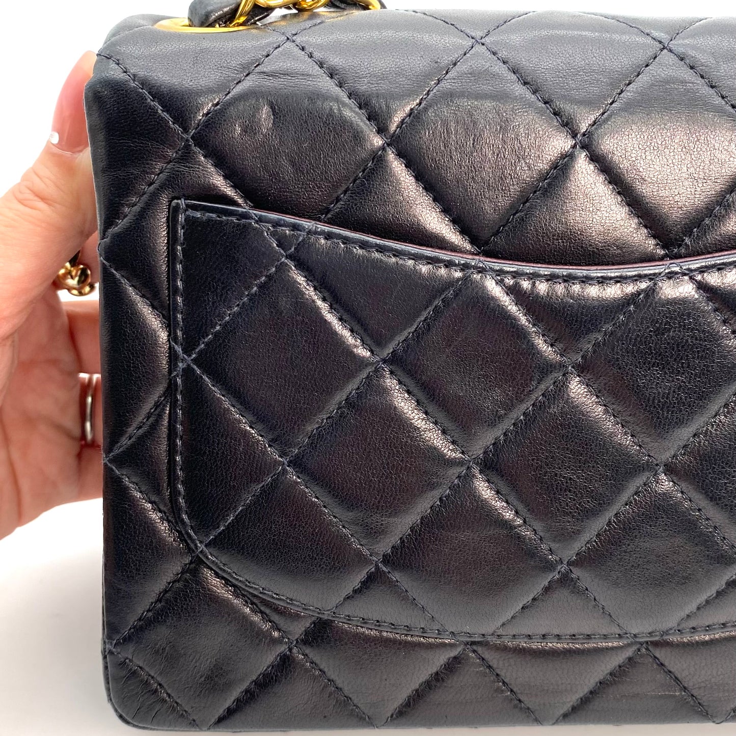 Dhaka, 6 Series Mini Sq17 Black Lambskin with seal and card