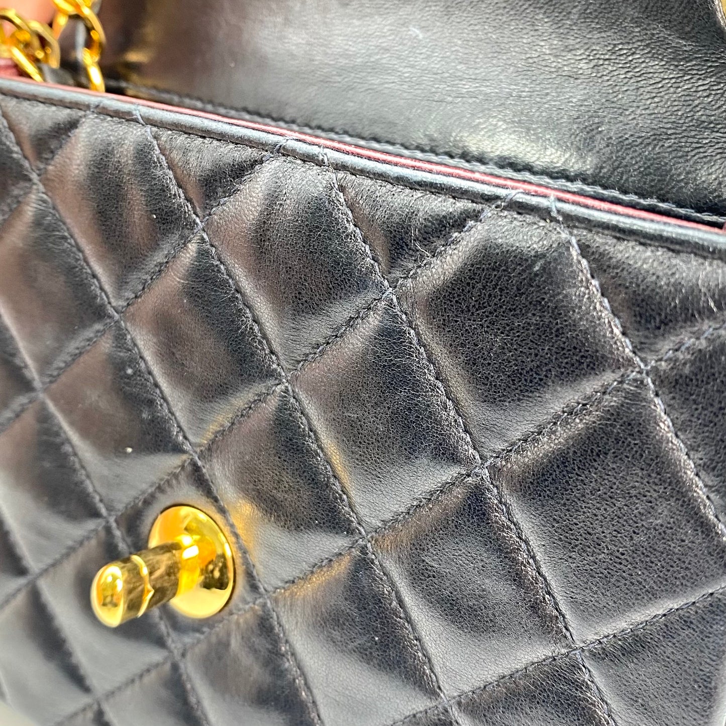 Dhaka, 6 Series Mini Sq17 Black Lambskin with seal and card