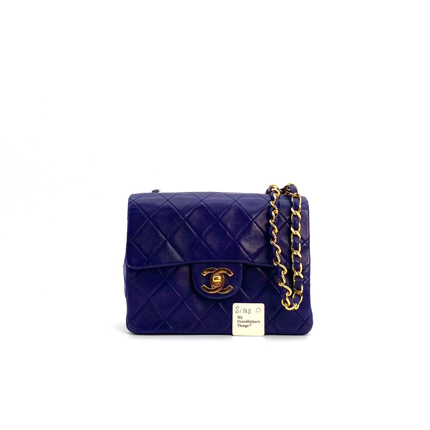 Silas, 0 Series Mini Square 17cm Purple Electric Blue Lambskin with seal and card