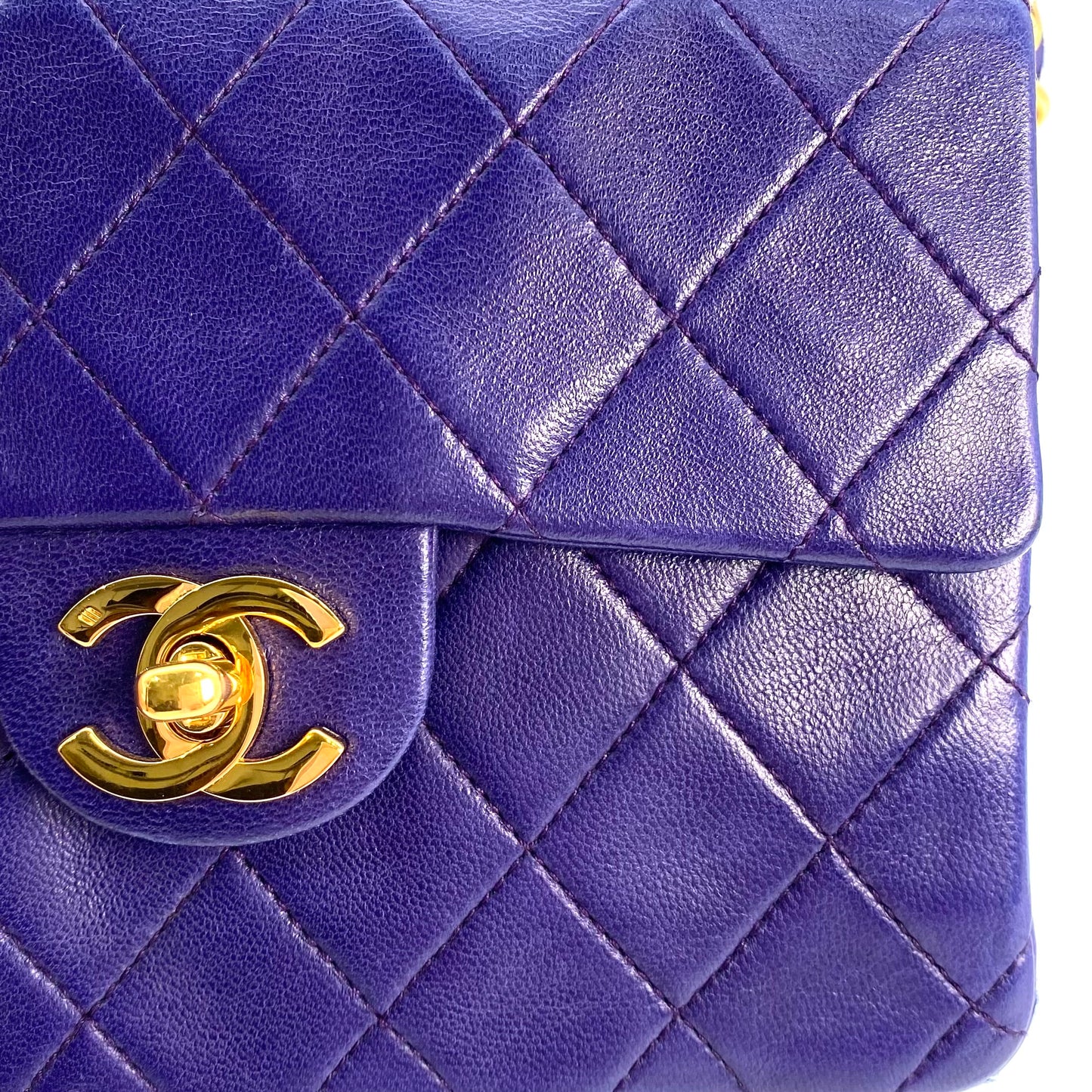 Silas, 0 Series Mini Square 17cm Purple Electric Blue Lambskin with seal and card