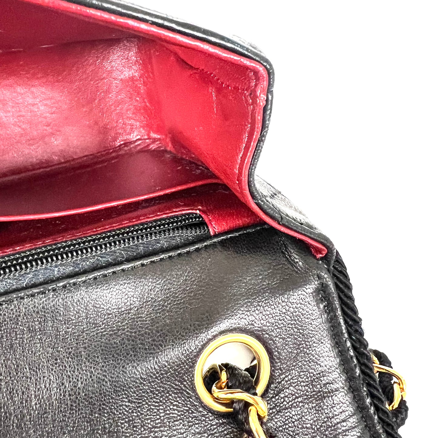 Taha, 0 Series Wave stitch black lambskin rope single flap with seal only