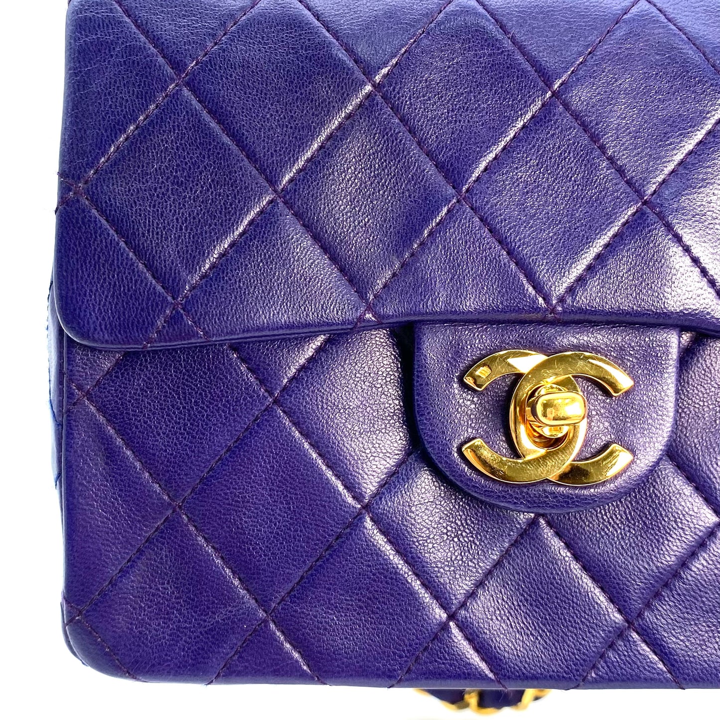 Silas, 0 Series Mini Square 17cm Purple Electric Blue Lambskin with seal and card