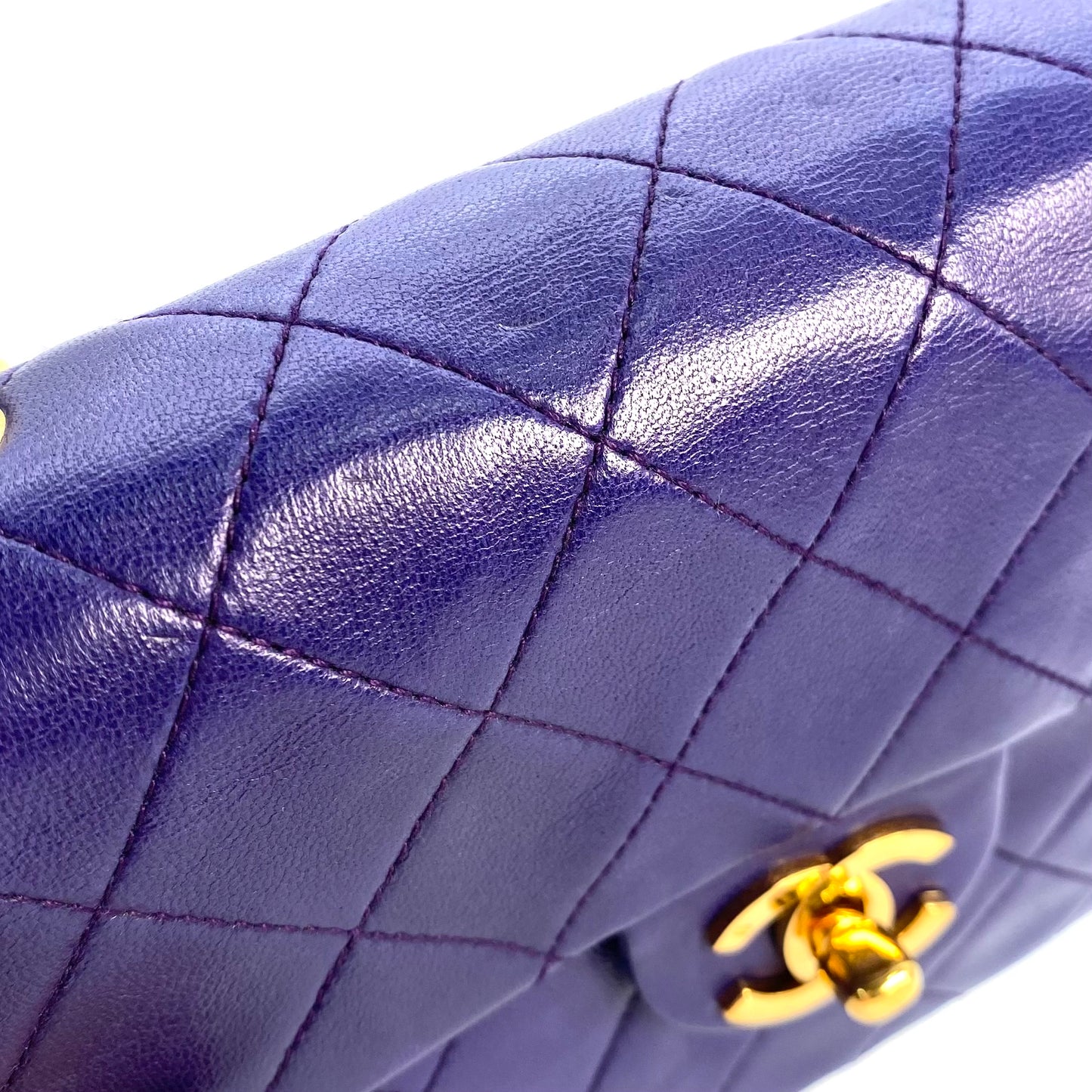 Silas, 0 Series Mini Square 17cm Purple Electric Blue Lambskin with seal and card