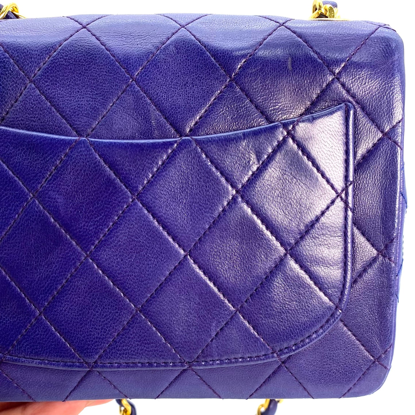 Silas, 0 Series Mini Square 17cm Purple Electric Blue Lambskin with seal and card