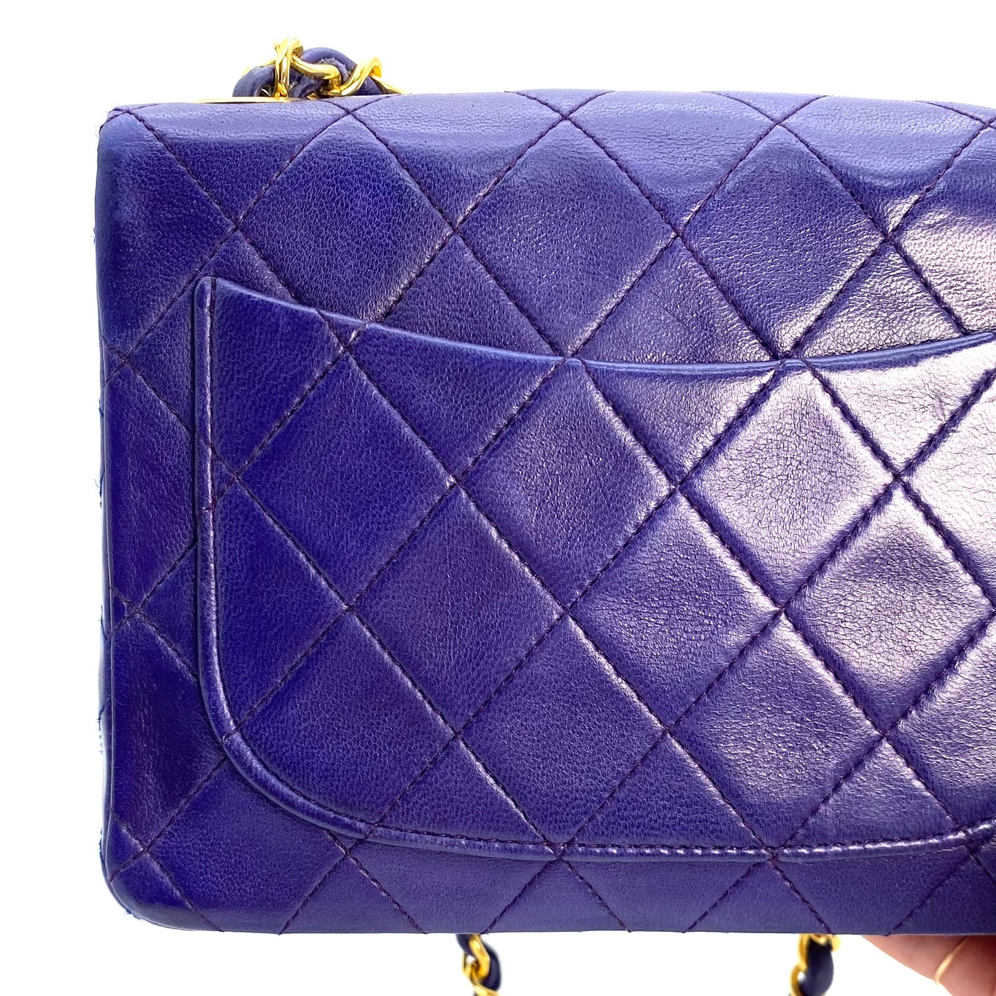 Silas, 0 Series Mini Square 17cm Purple Electric Blue Lambskin with seal and card
