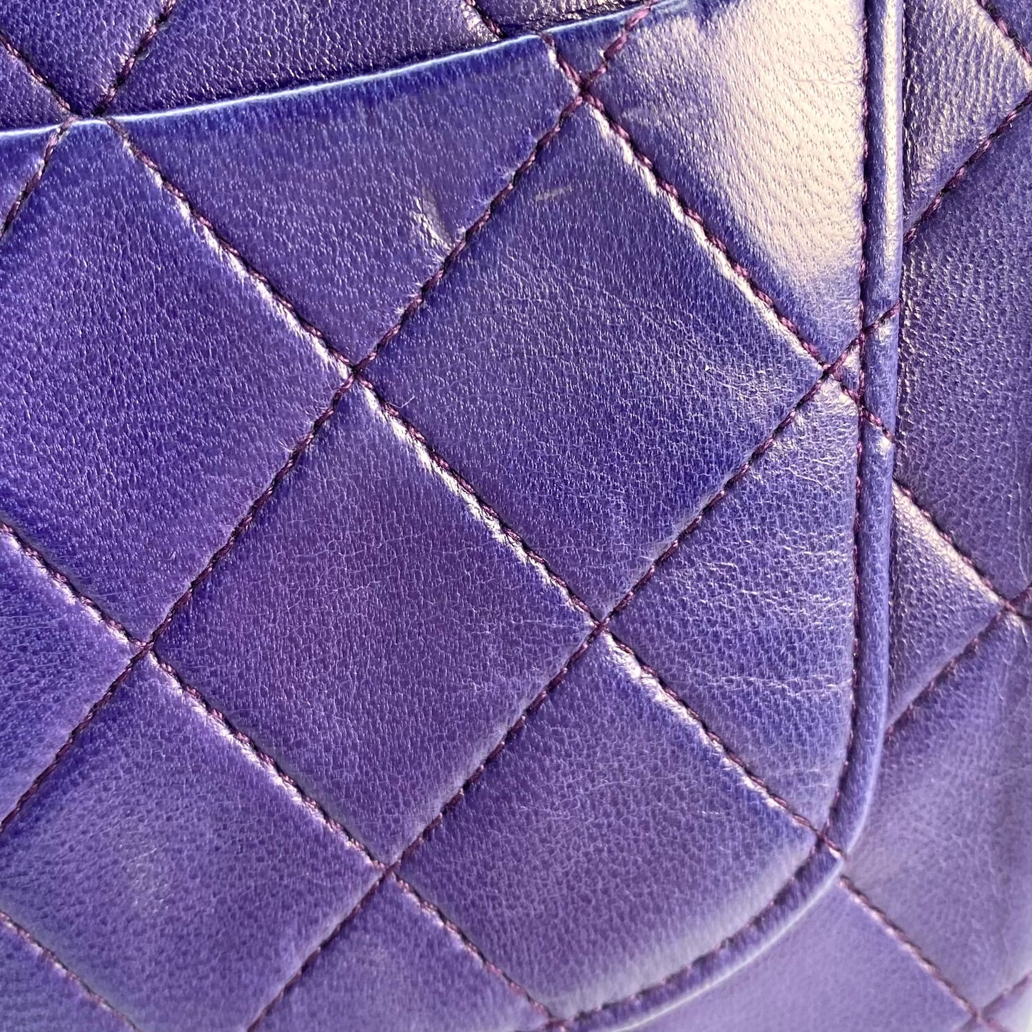 Silas, 0 Series Mini Square 17cm Purple Electric Blue Lambskin with seal and card
