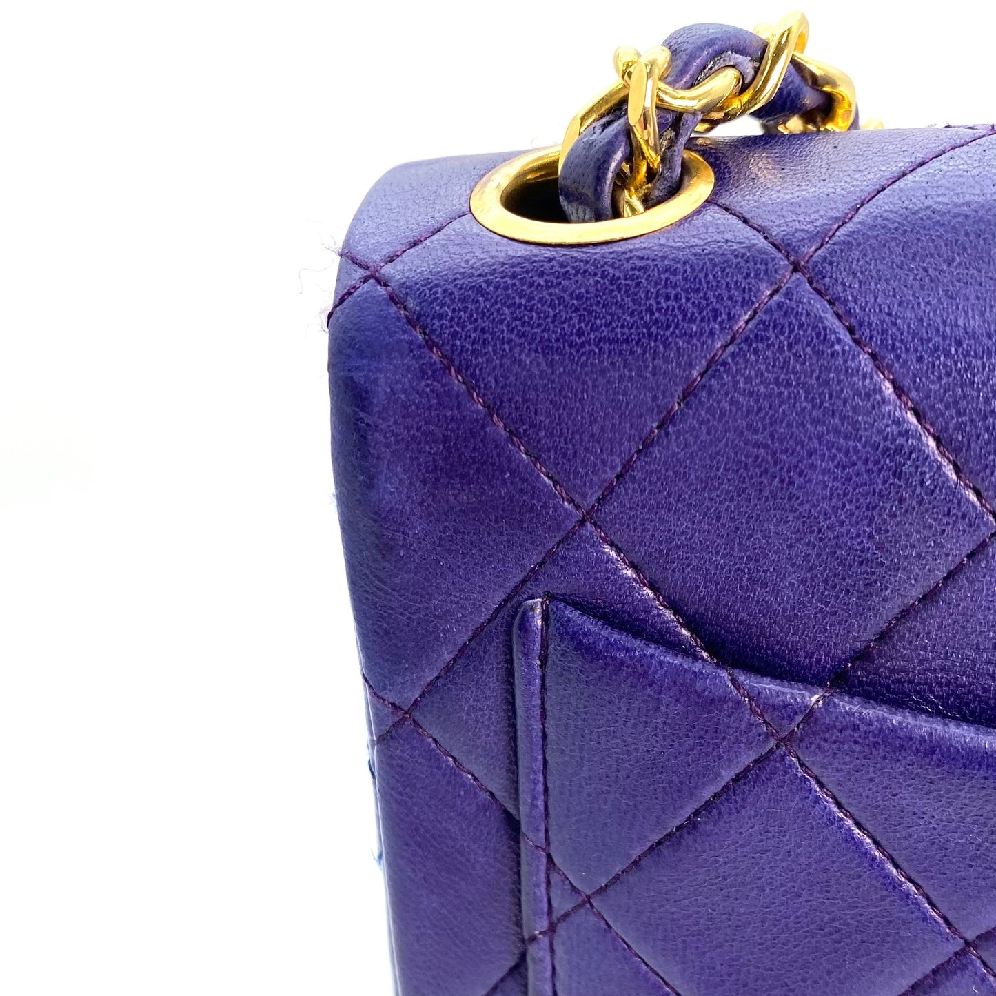 Silas, 0 Series Mini Square 17cm Purple Electric Blue Lambskin with seal and card
