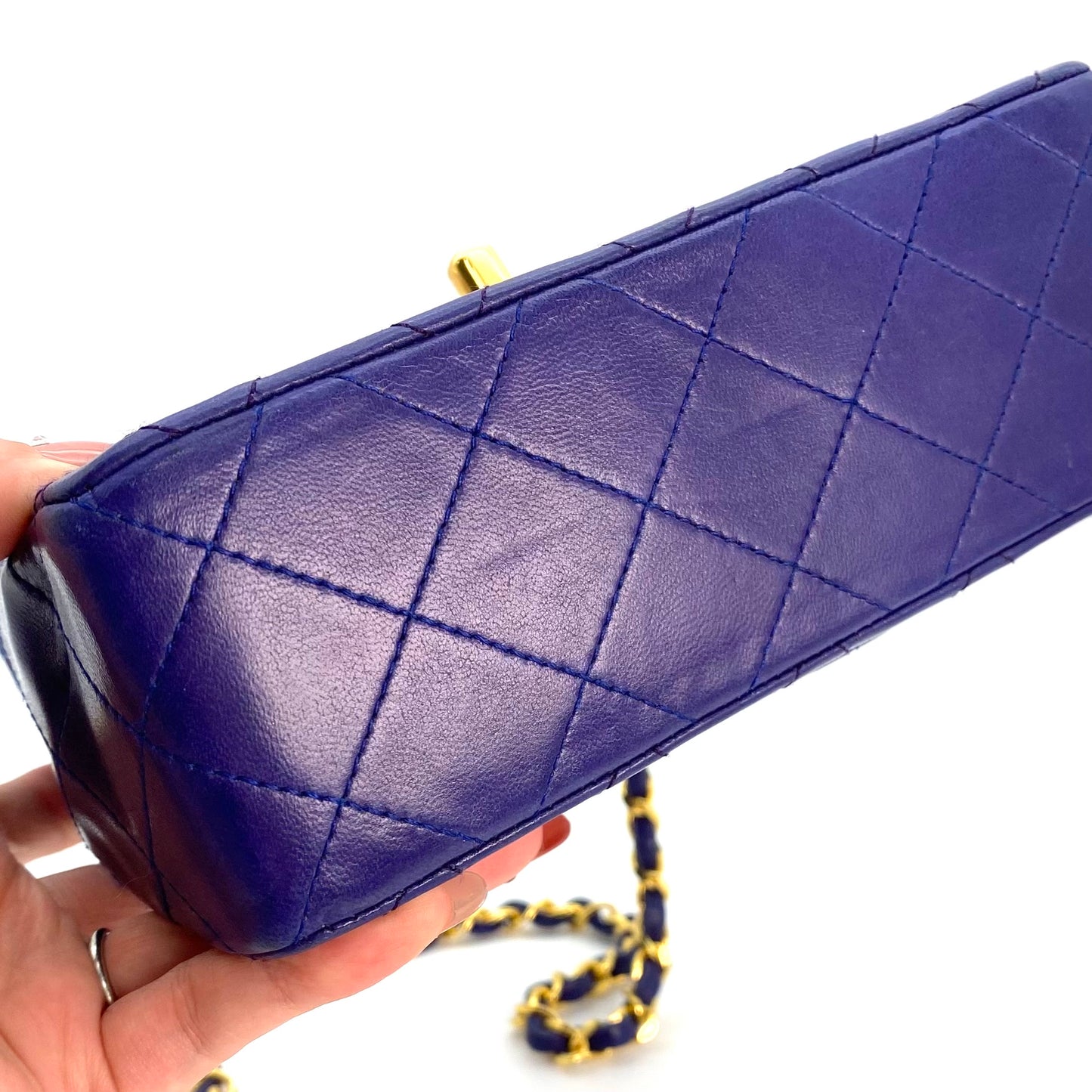 Silas, 0 Series Mini Square 17cm Purple Electric Blue Lambskin with seal and card