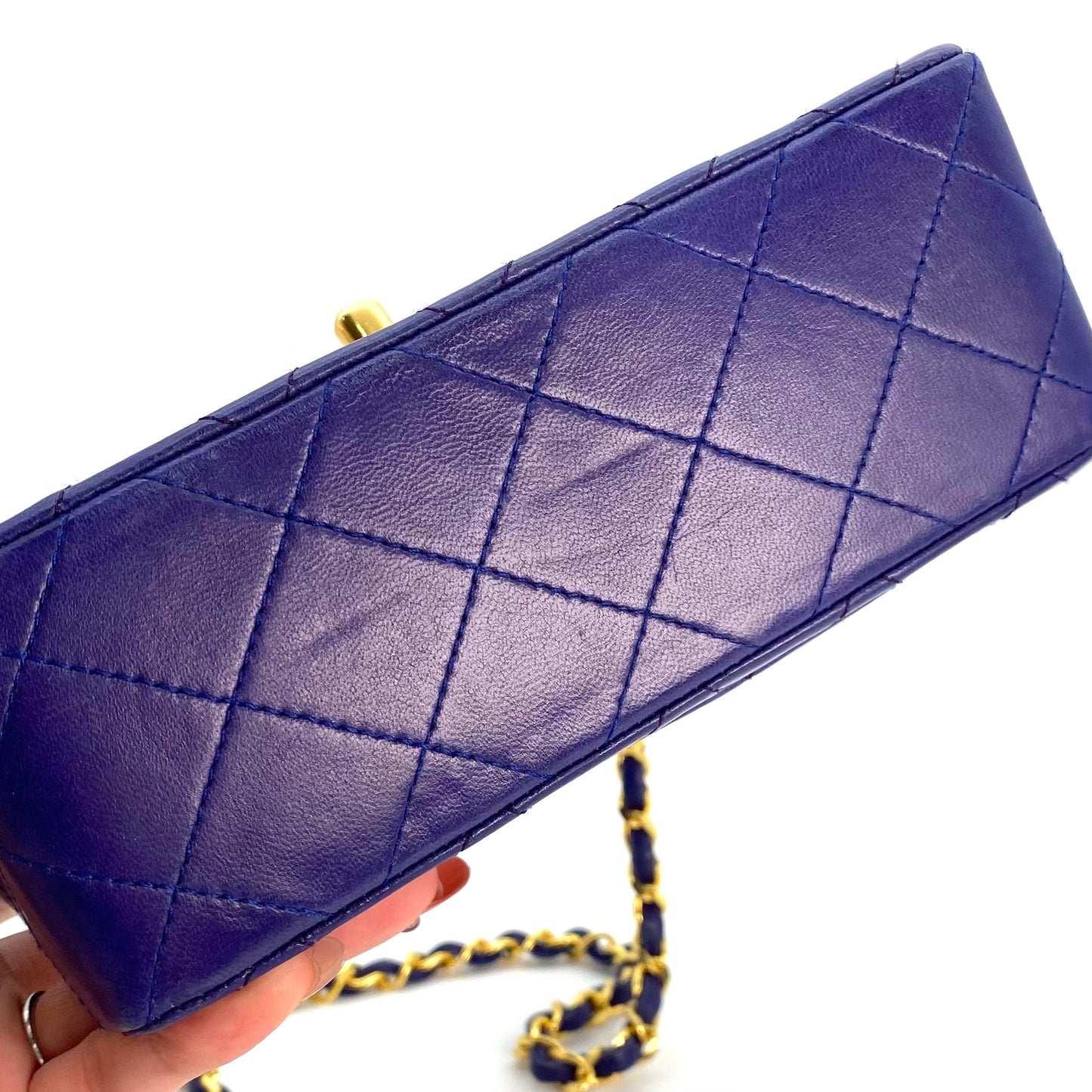 Silas, 0 Series Mini Square 17cm Purple Electric Blue Lambskin with seal and card