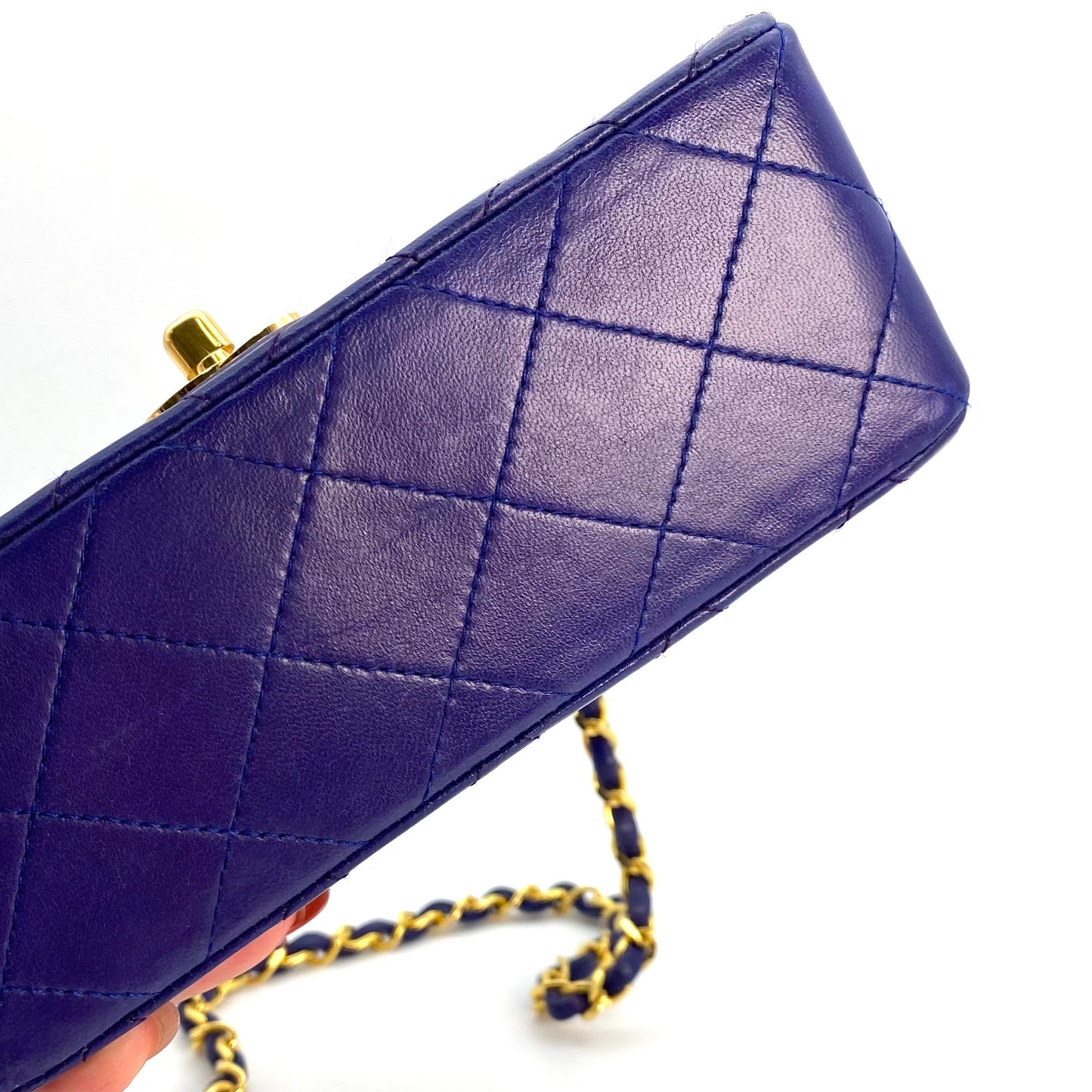 Silas, 0 Series Mini Square 17cm Purple Electric Blue Lambskin with seal and card