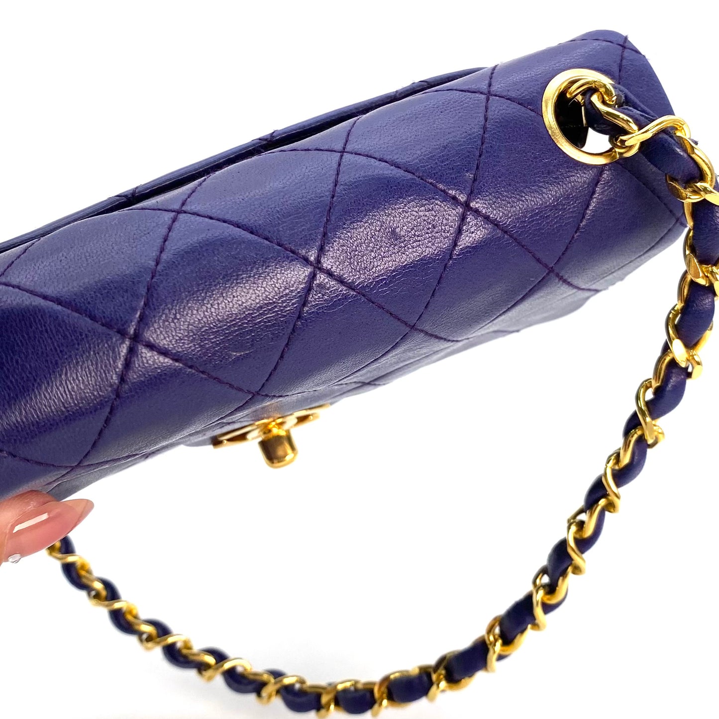 Silas, 0 Series Mini Square 17cm Purple Electric Blue Lambskin with seal and card