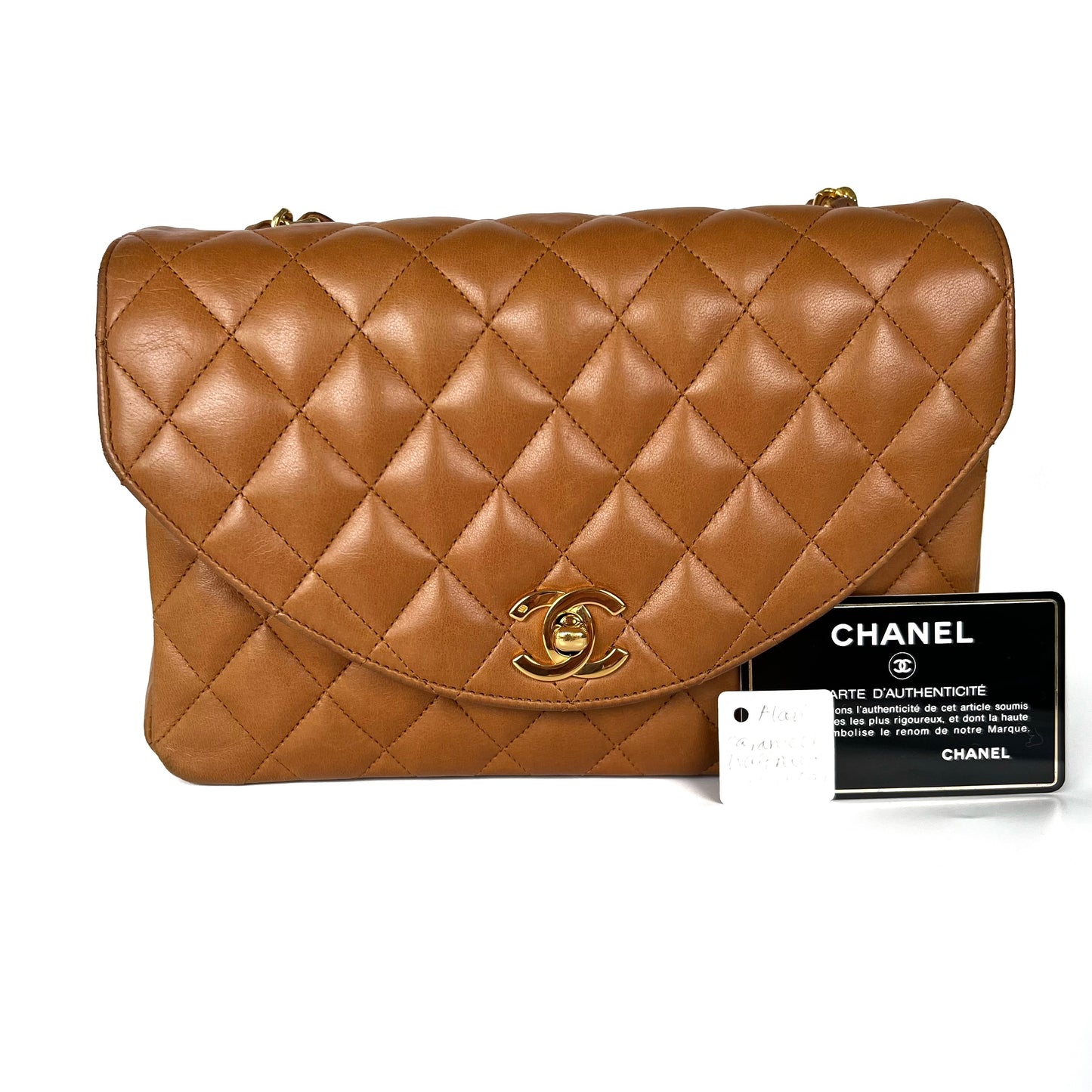 Alaric, 1 Series half Moon Caramel Lambskin with seal and card