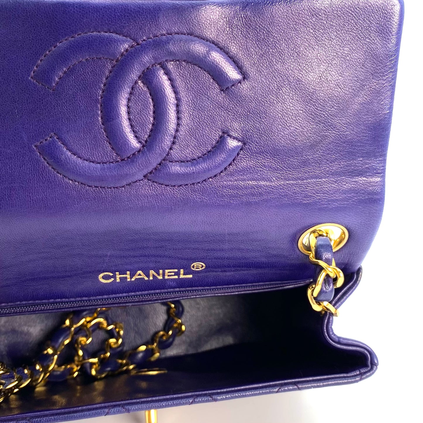 Silas, 0 Series Mini Square 17cm Purple Electric Blue Lambskin with seal and card