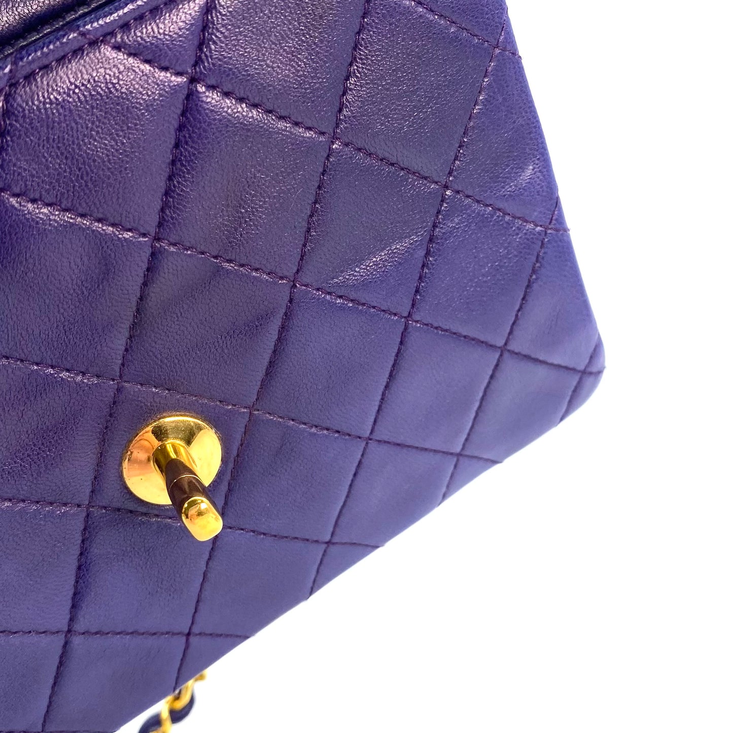 Silas, 0 Series Mini Square 17cm Purple Electric Blue Lambskin with seal and card