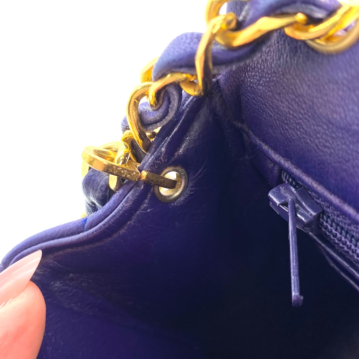 Silas, 0 Series Mini Square 17cm Purple Electric Blue Lambskin with seal and card