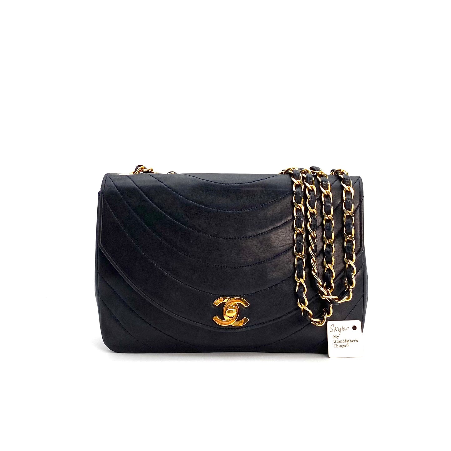 Skylar, 0 Series Wave Stitch Navy Lambskin with seal only