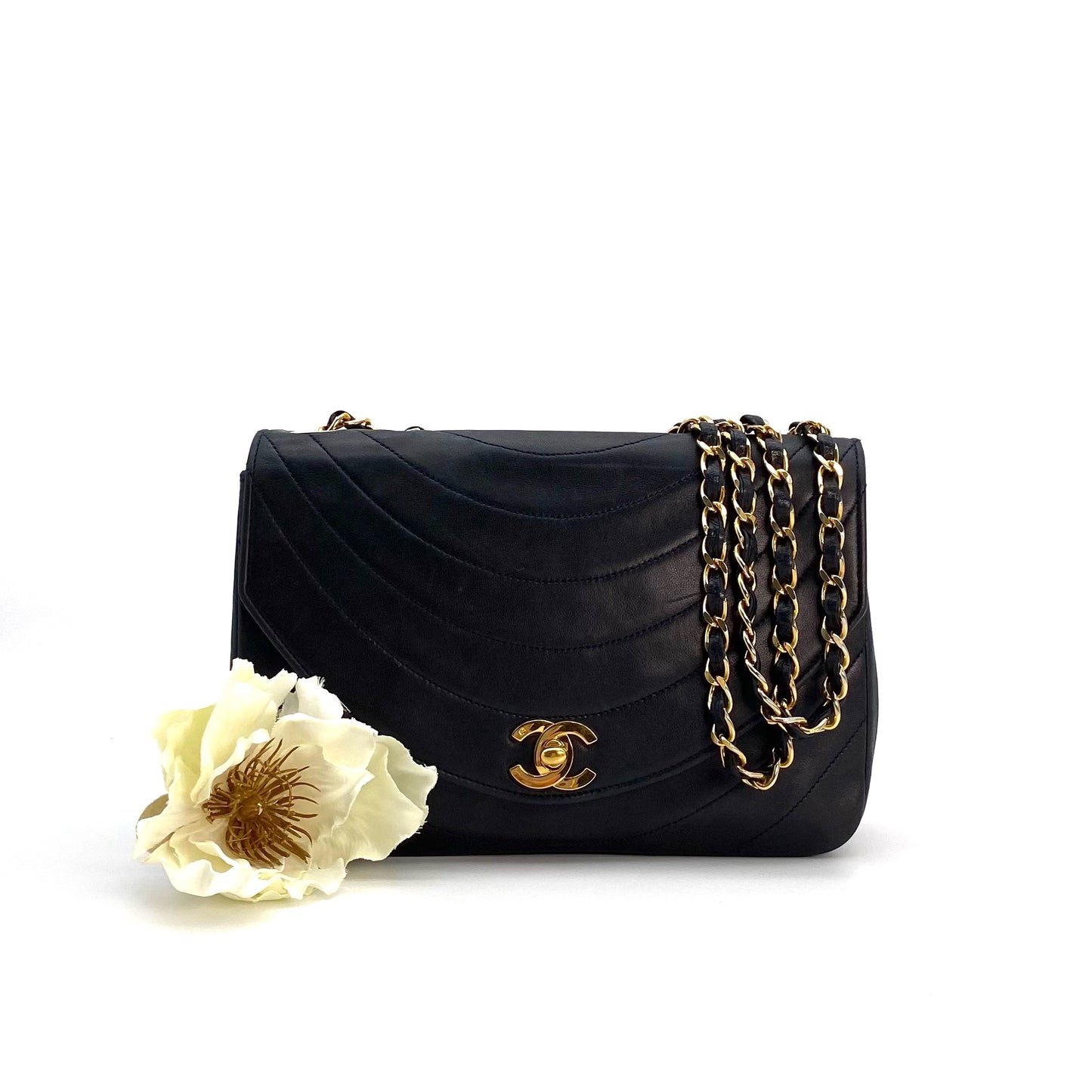 Skylar, 0 Series Wave Stitch Navy Lambskin with seal only