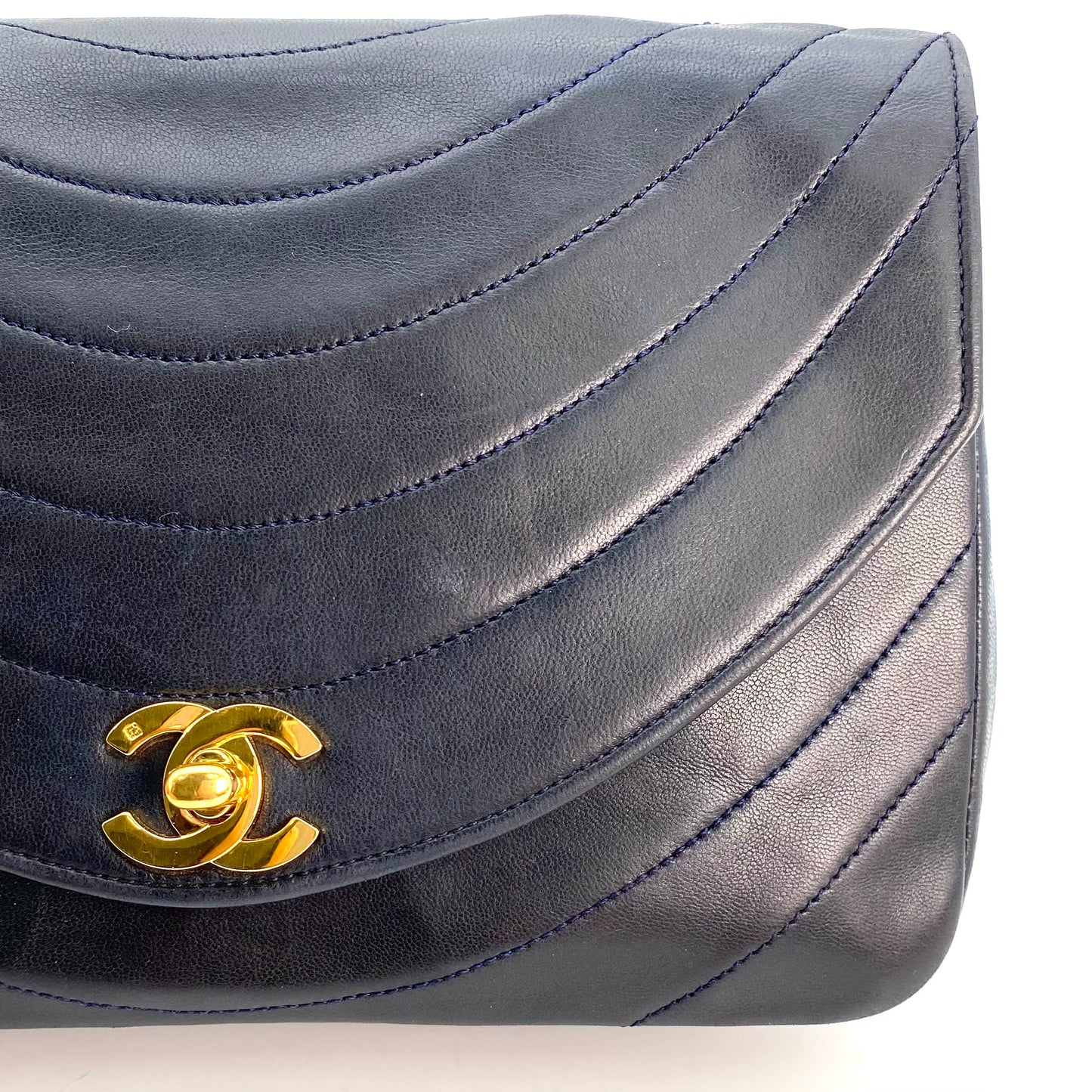 Skylar, 0 Series Wave Stitch Navy Lambskin with seal only
