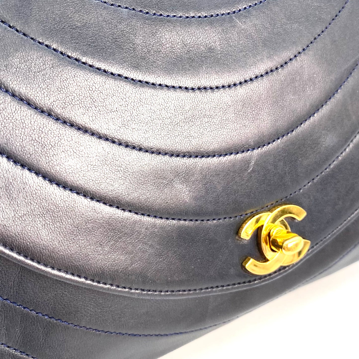 Skylar, 0 Series Wave Stitch Navy Lambskin with seal only