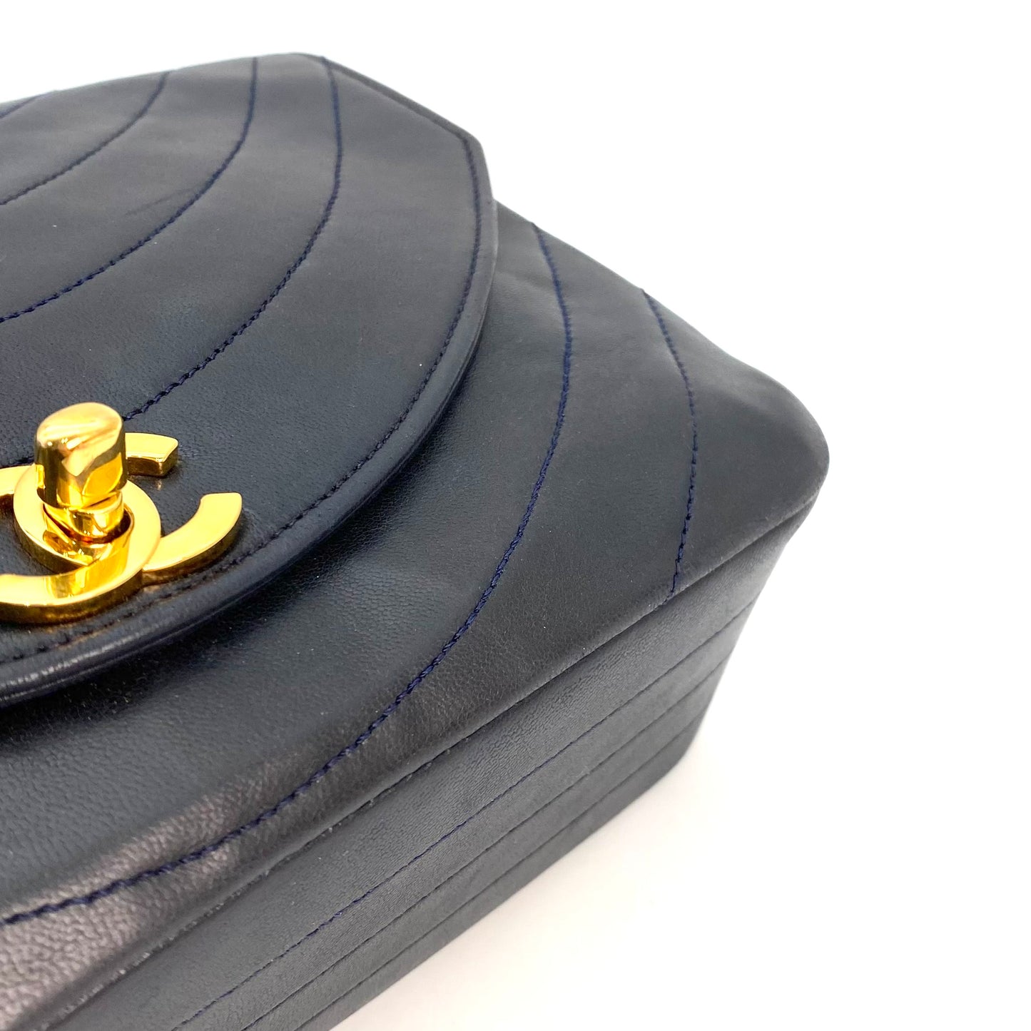 Skylar, 0 Series Wave Stitch Navy Lambskin with seal only
