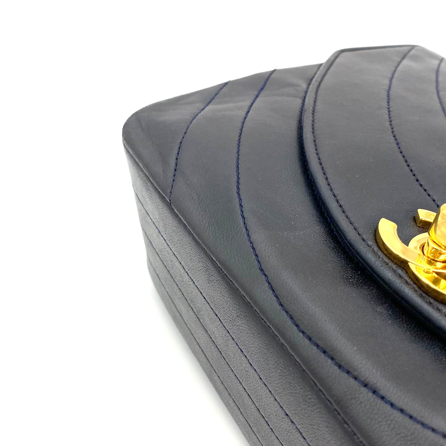 Skylar, 0 Series Wave Stitch Navy Lambskin with seal only