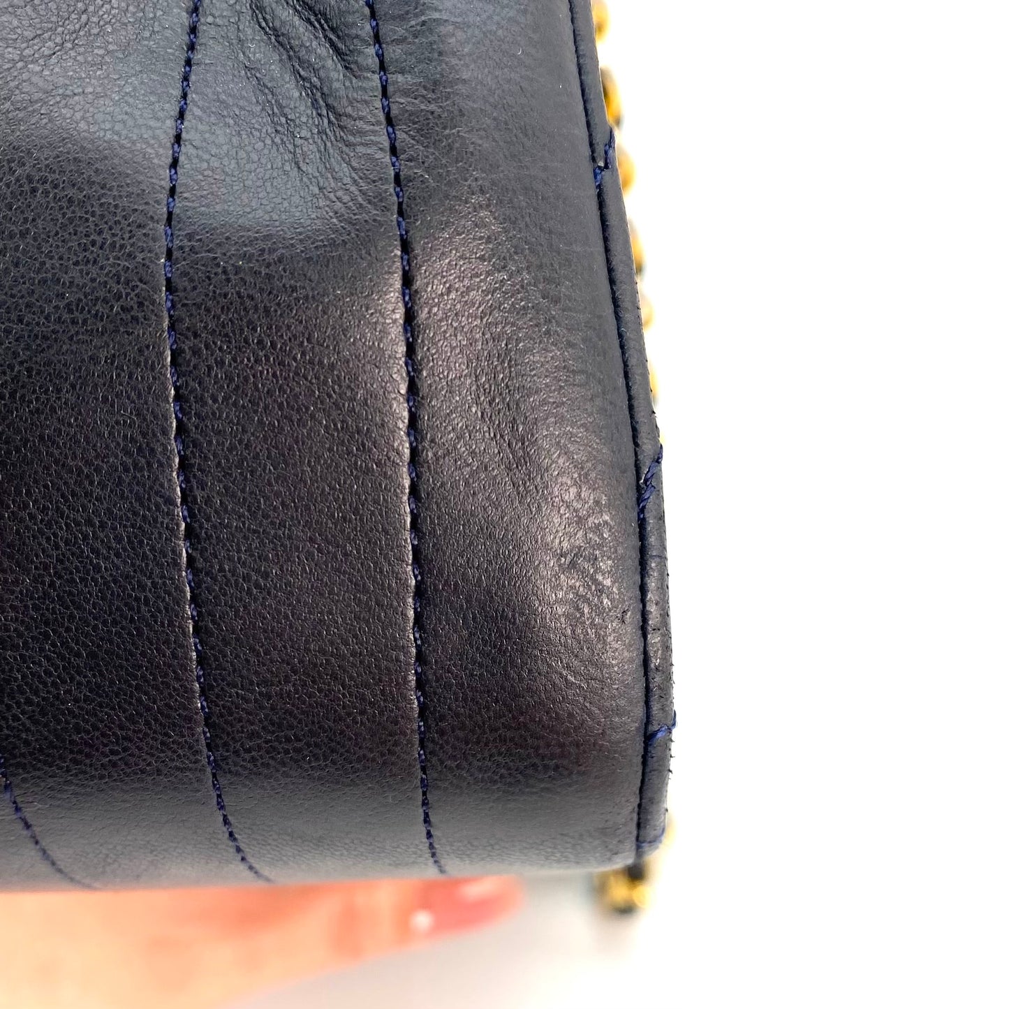 Skylar, 0 Series Wave Stitch Navy Lambskin with seal only