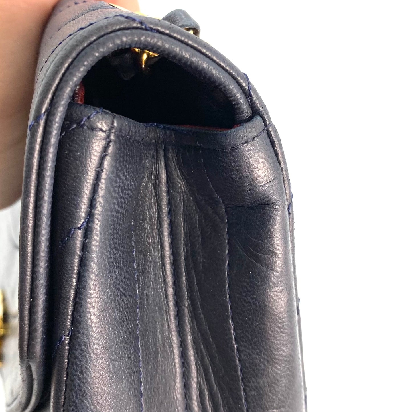Skylar, 0 Series Wave Stitch Navy Lambskin with seal only