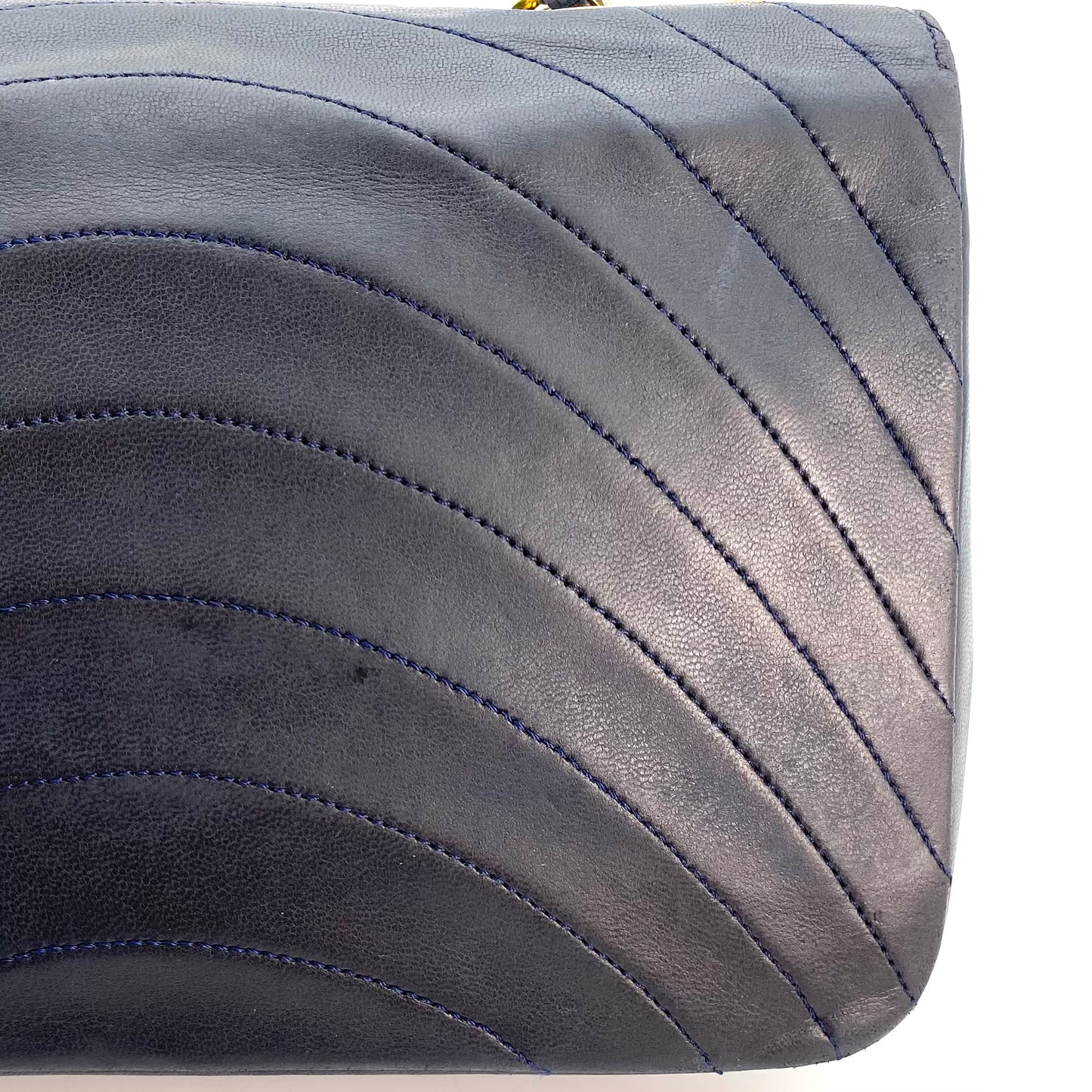 Skylar, 0 Series Wave Stitch Navy Lambskin with seal only