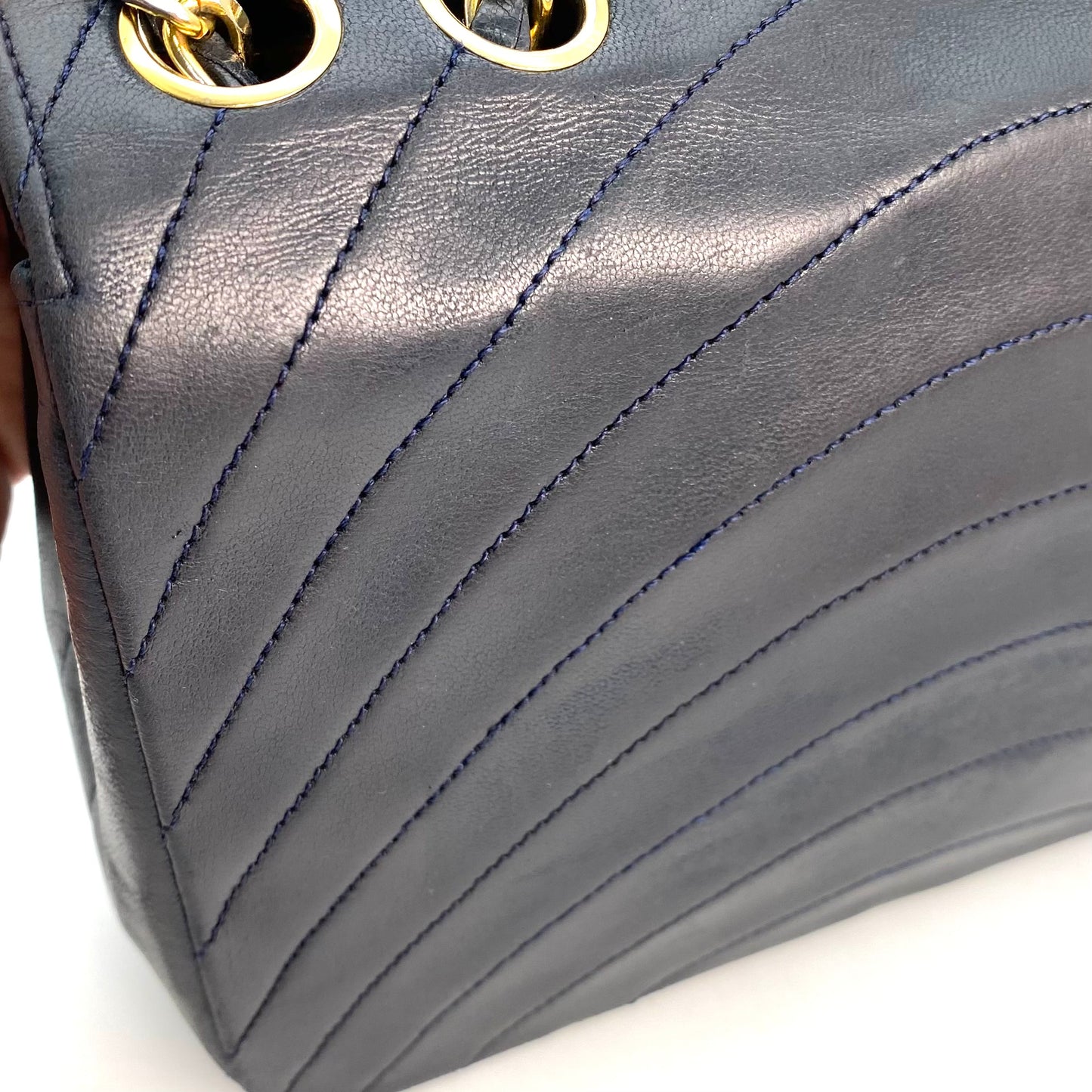Skylar, 0 Series Wave Stitch Navy Lambskin with seal only