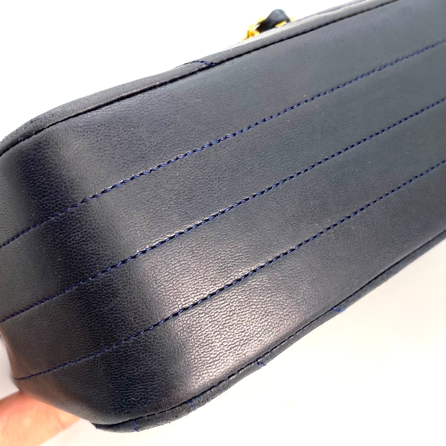 Skylar, 0 Series Wave Stitch Navy Lambskin with seal only
