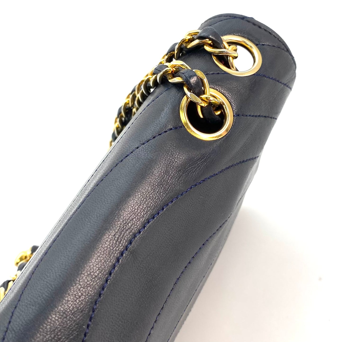 Skylar, 0 Series Wave Stitch Navy Lambskin with seal only