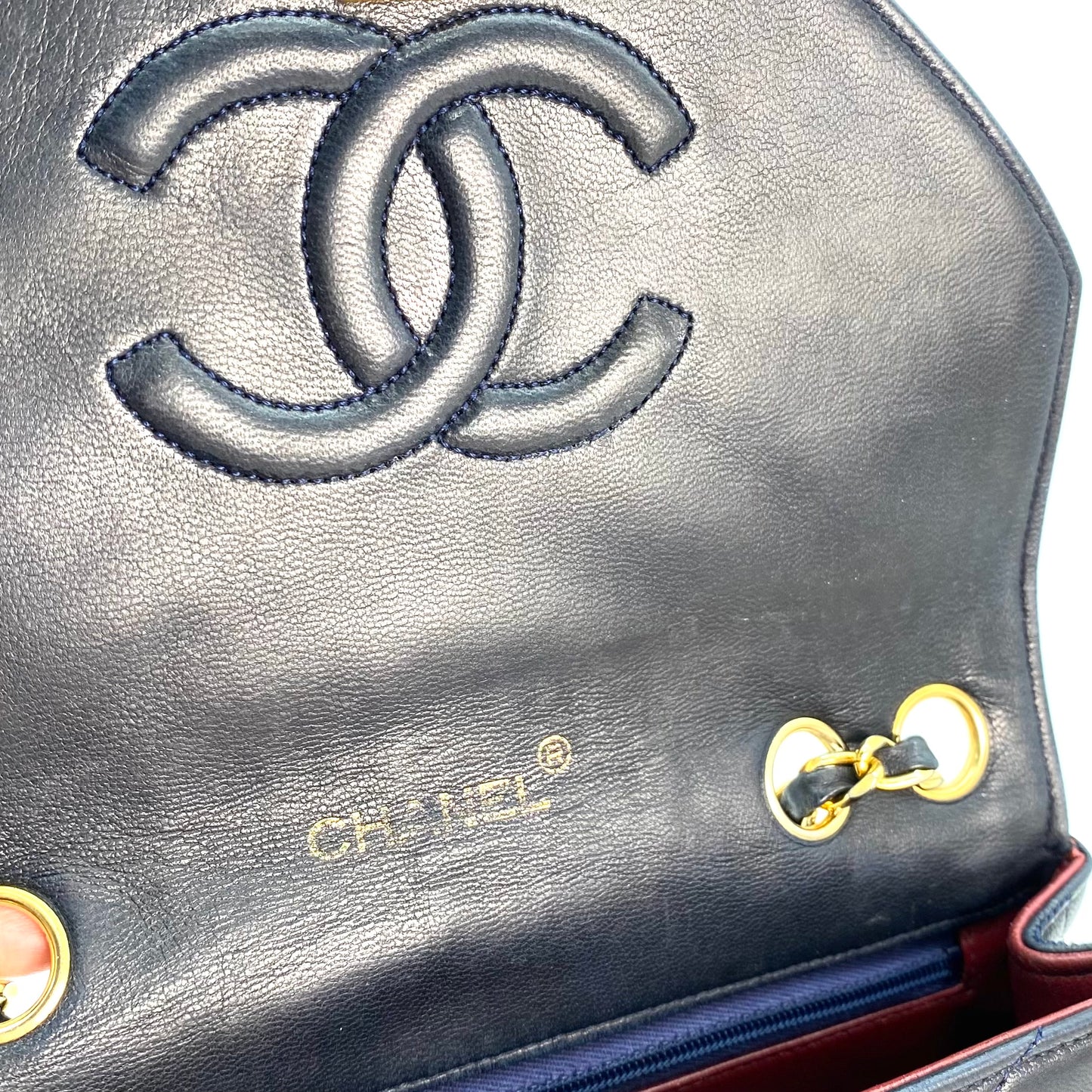 Skylar, 0 Series Wave Stitch Navy Lambskin with seal only
