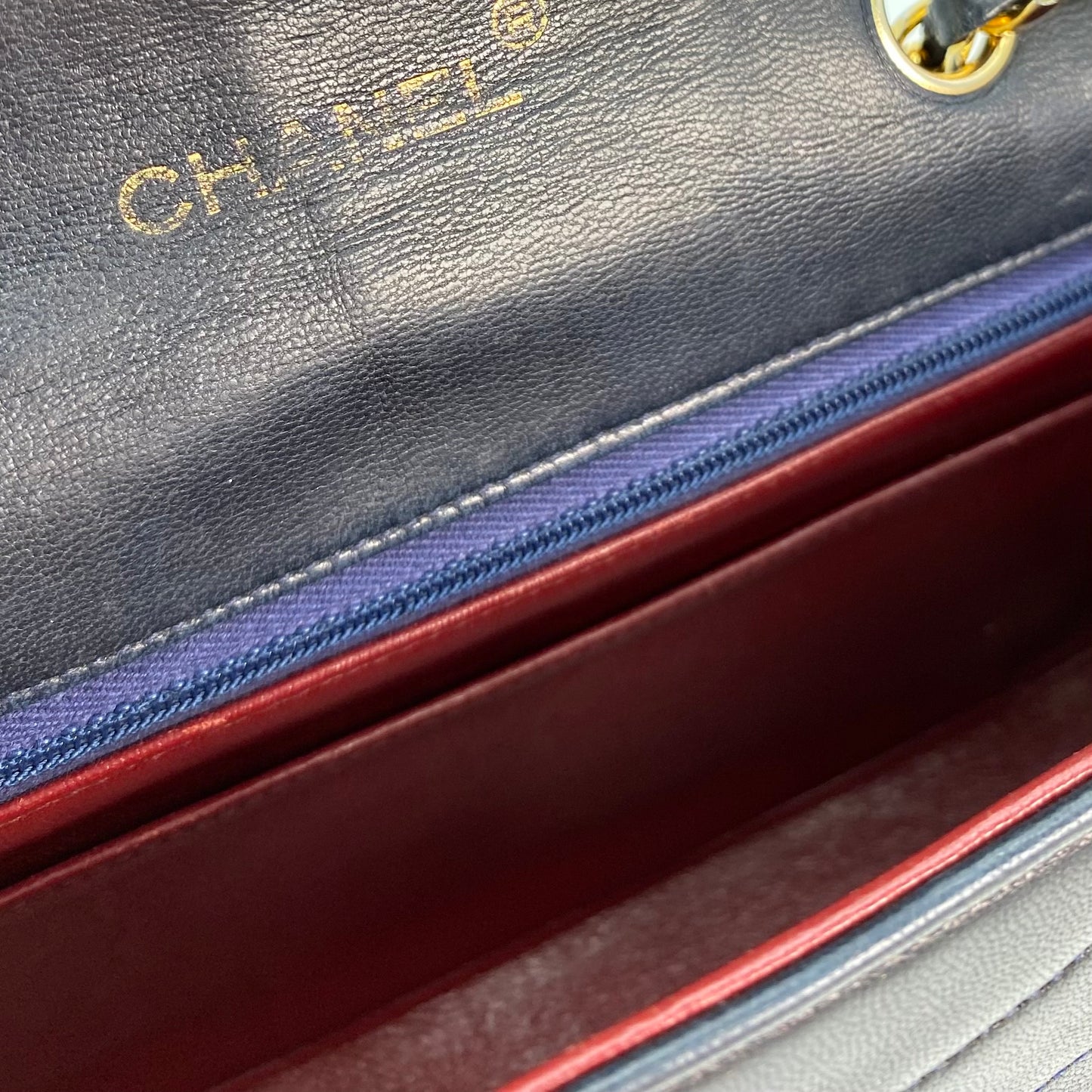 Skylar, 0 Series Wave Stitch Navy Lambskin with seal only