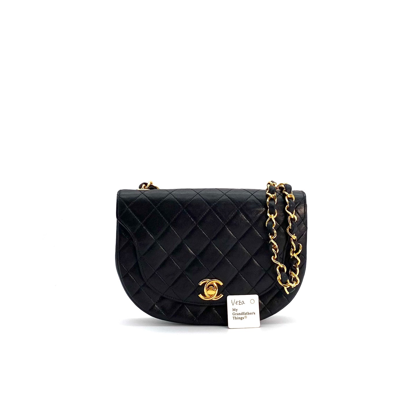 Veza, 0 Series Semi Circle Flap Black Lambskin with seal only