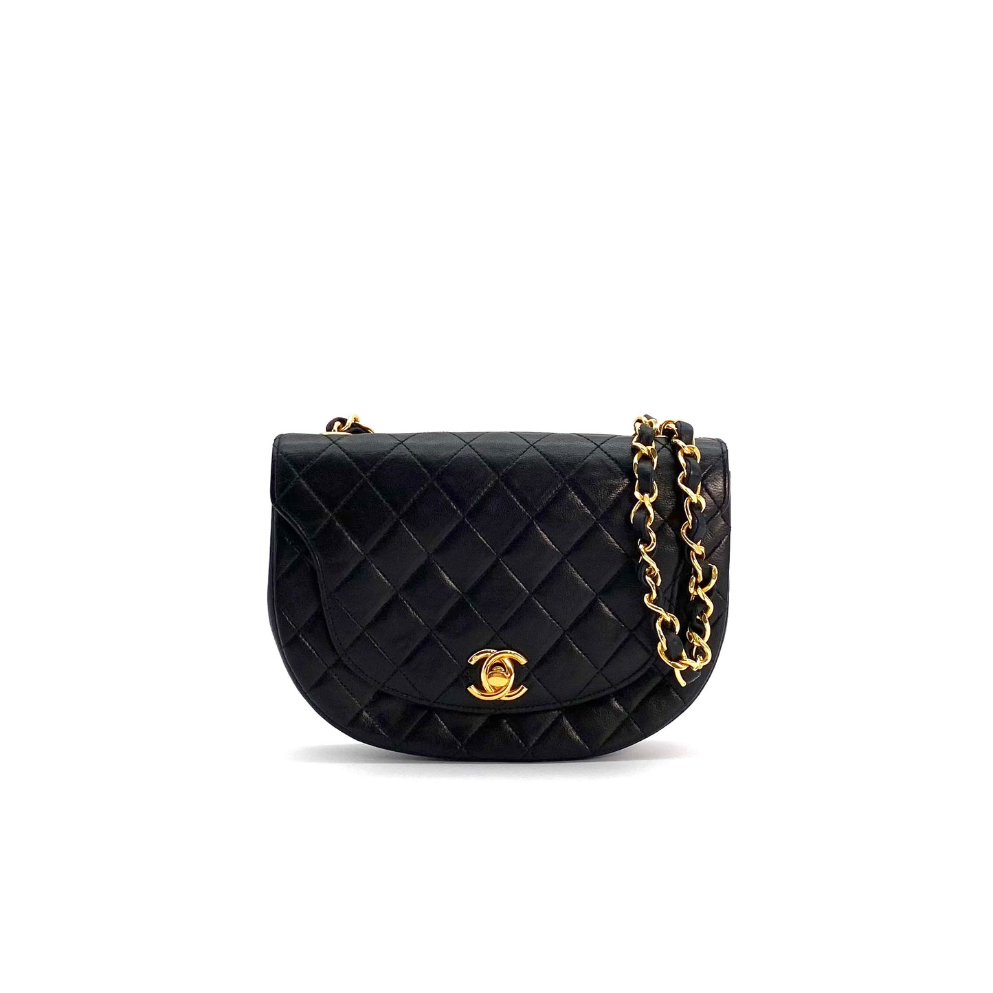 Veza, 0 Series Semi Circle Flap Black Lambskin with seal only