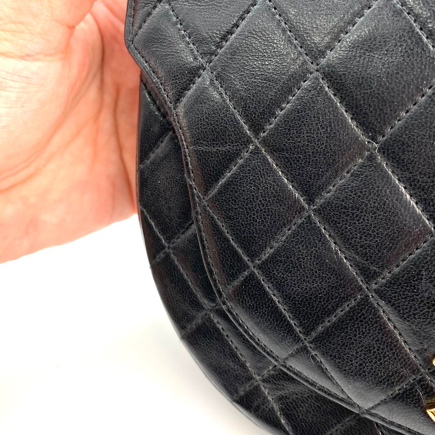 Veza, 0 Series Semi Circle Flap Black Lambskin with seal only