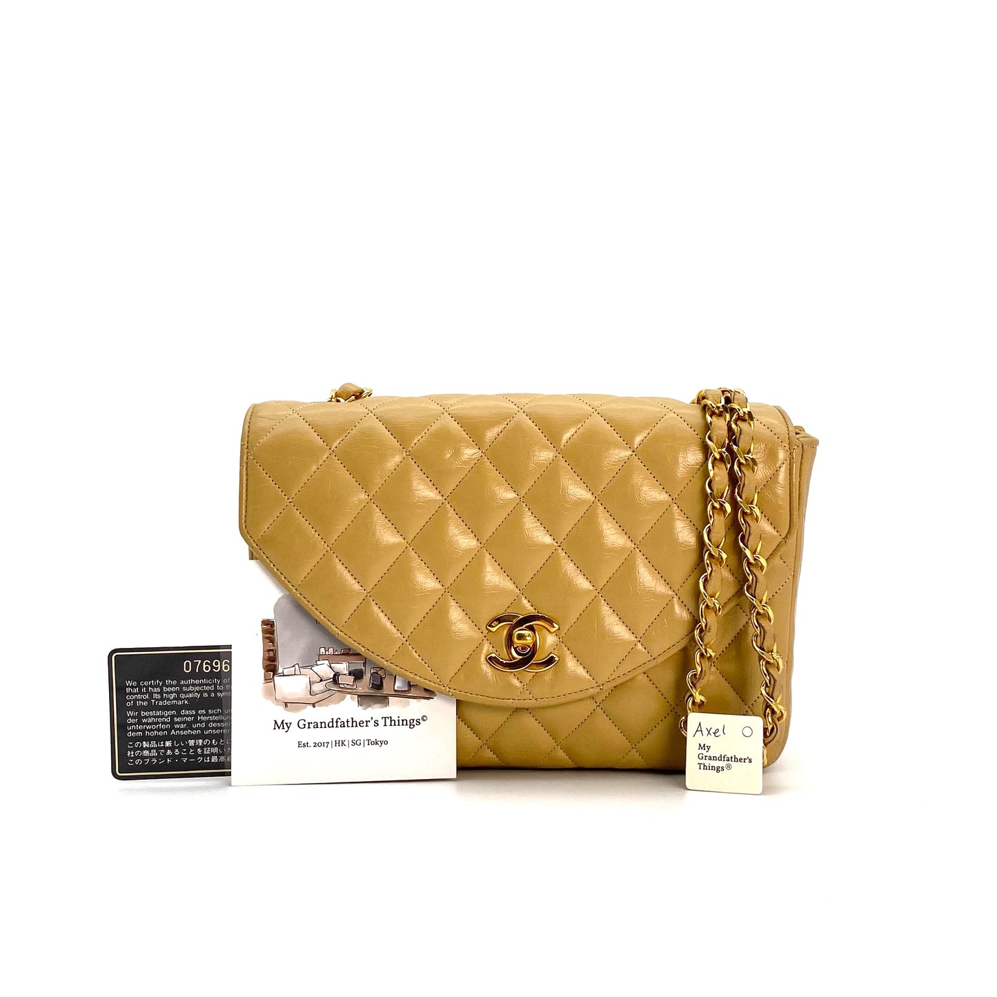 Axel, 0 Series Half Moon Beige Lambskin with seal and card