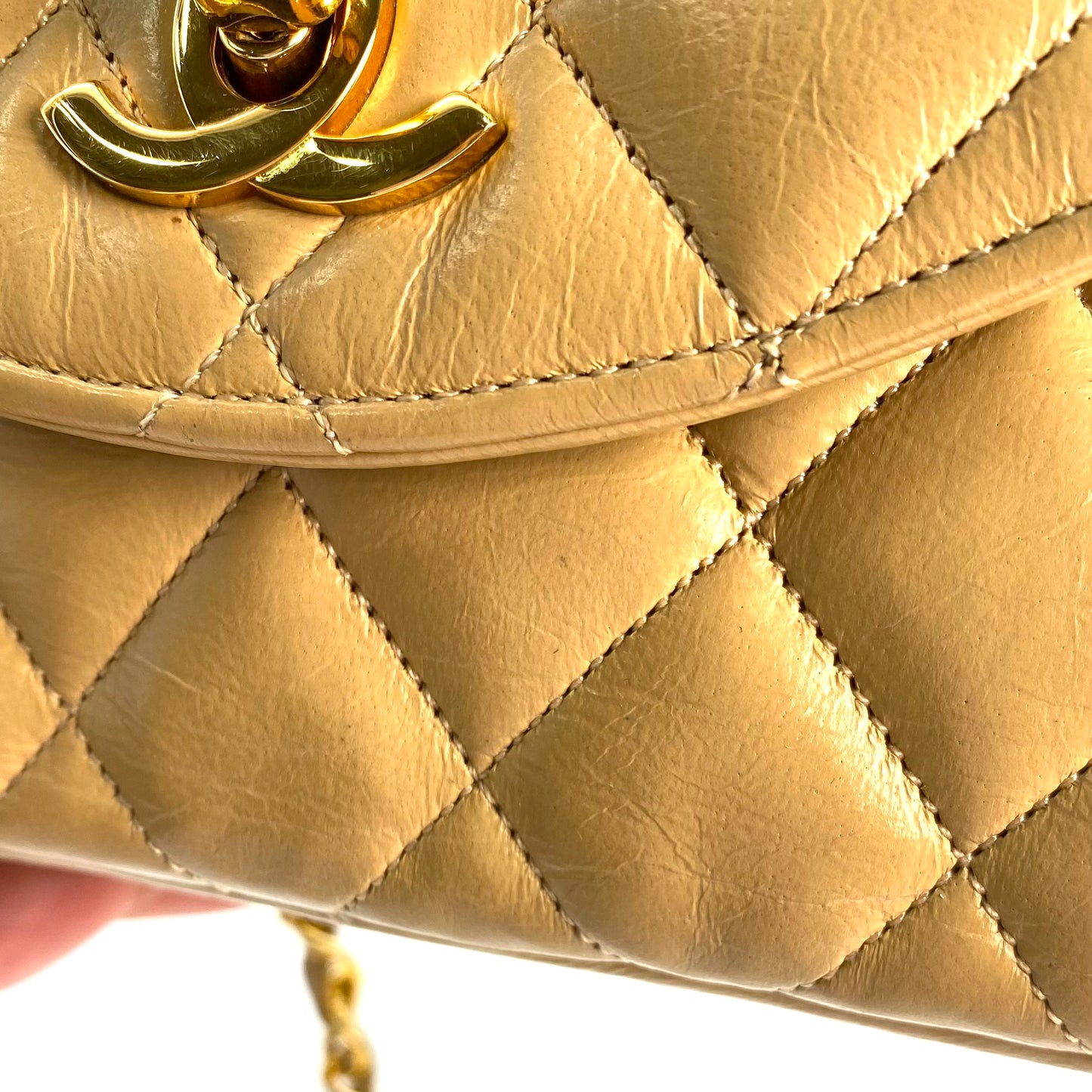 Axel, 0 Series Half Moon Beige Lambskin with seal and card