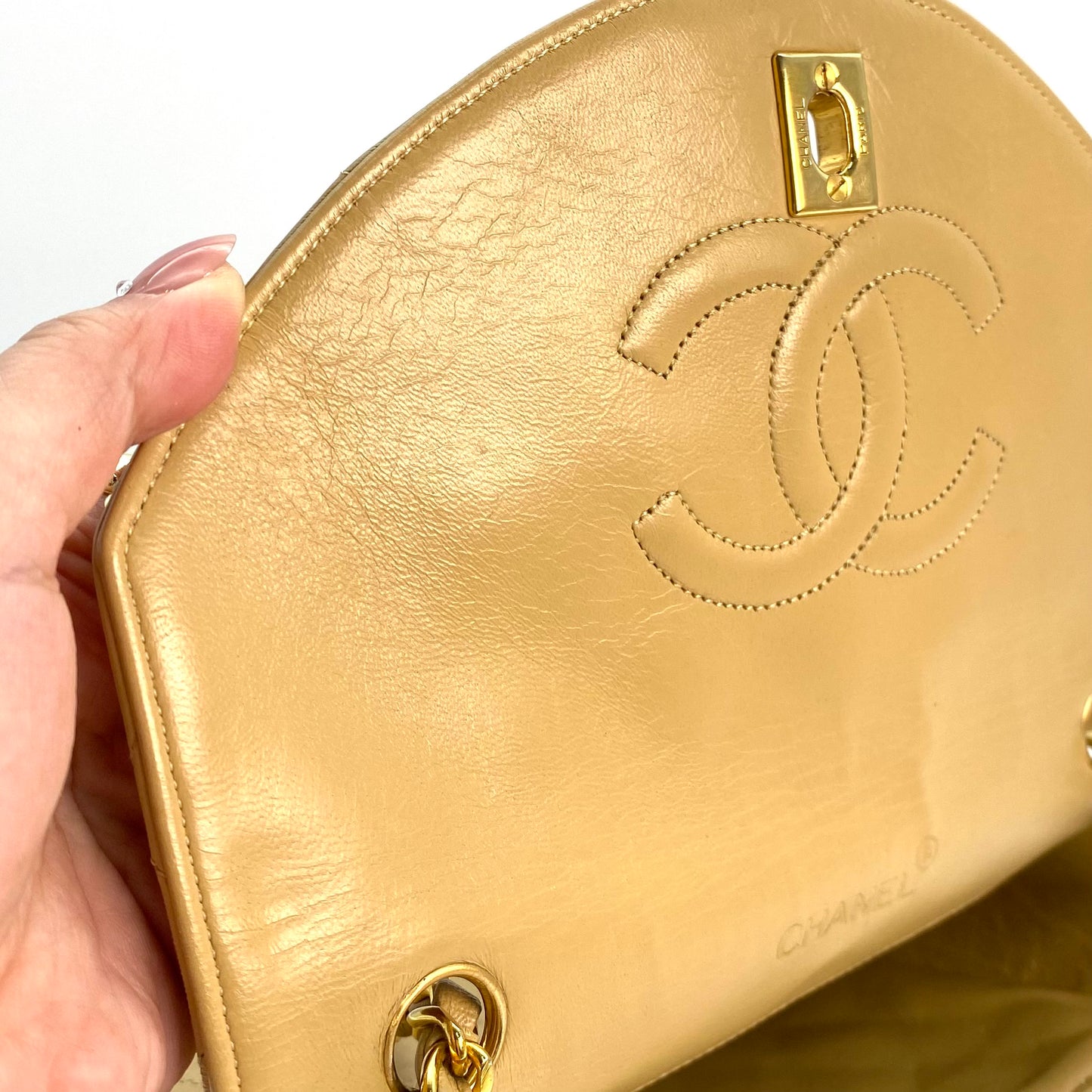 Axel, 0 Series Half Moon Beige Lambskin with seal and card