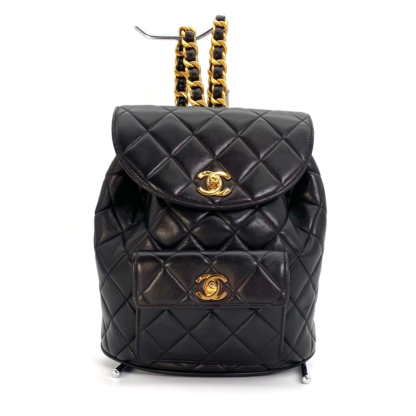 Yeka, 3 Series Black Lambskin Duma Backpack with seal and card