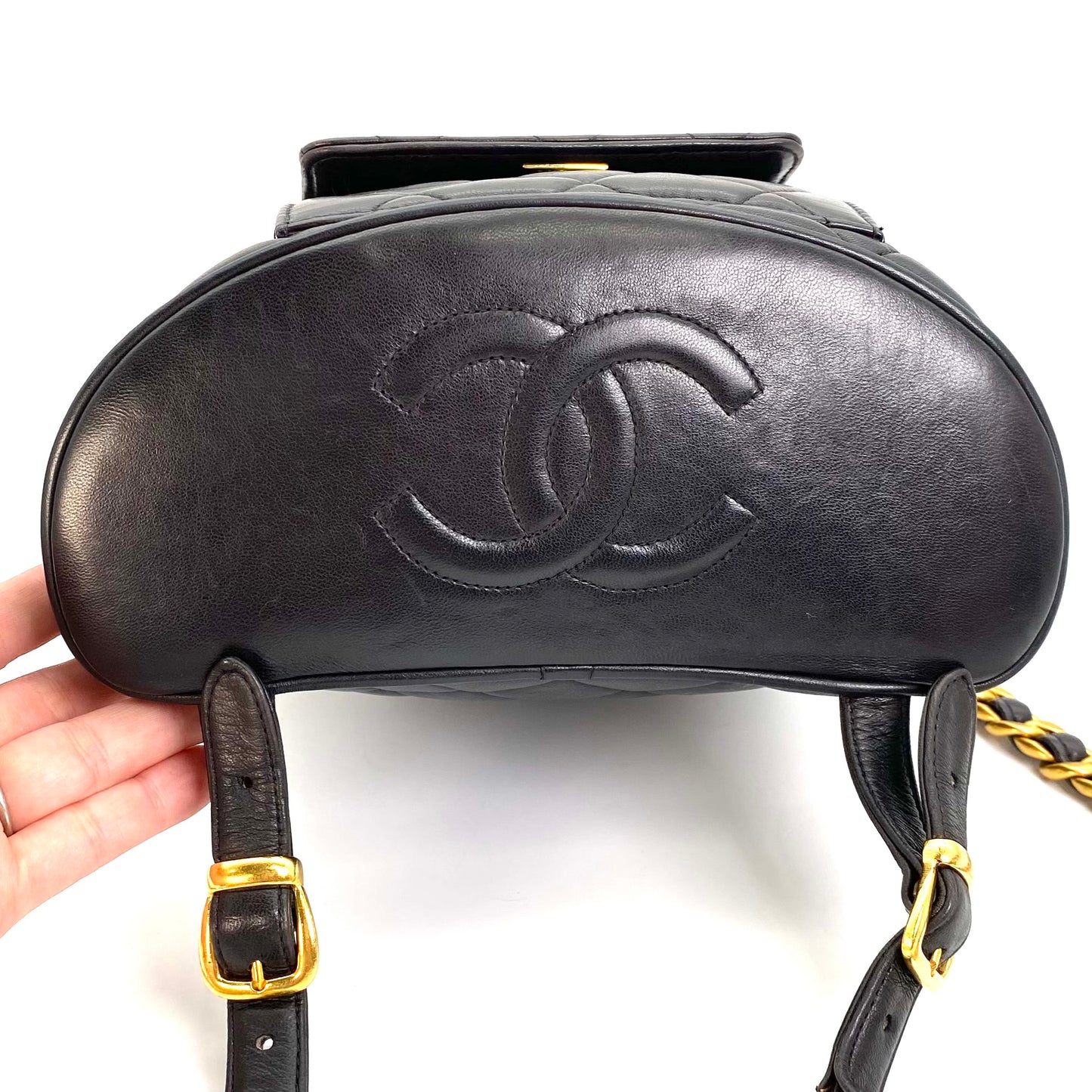 Yeka, 3 Series Black Lambskin Duma Backpack with seal and card