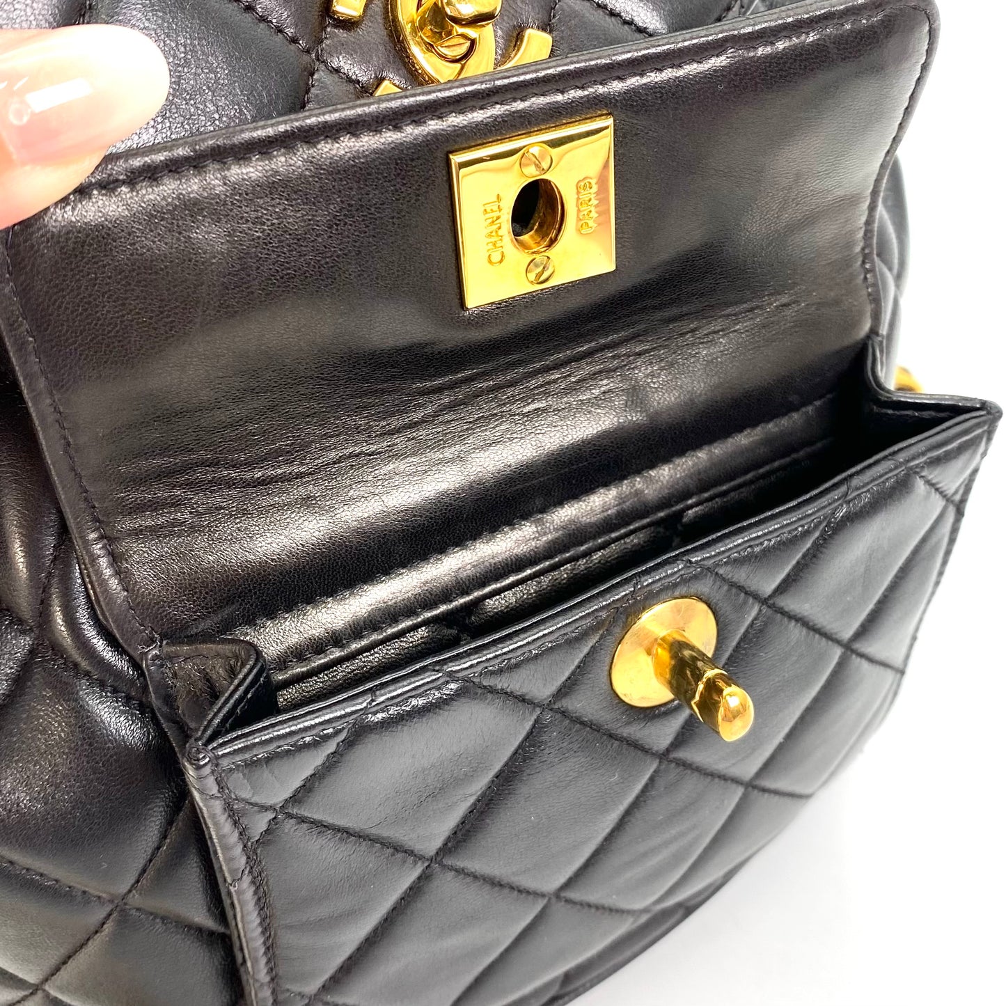 Yeka, 3 Series Black Lambskin Duma Backpack with seal and card