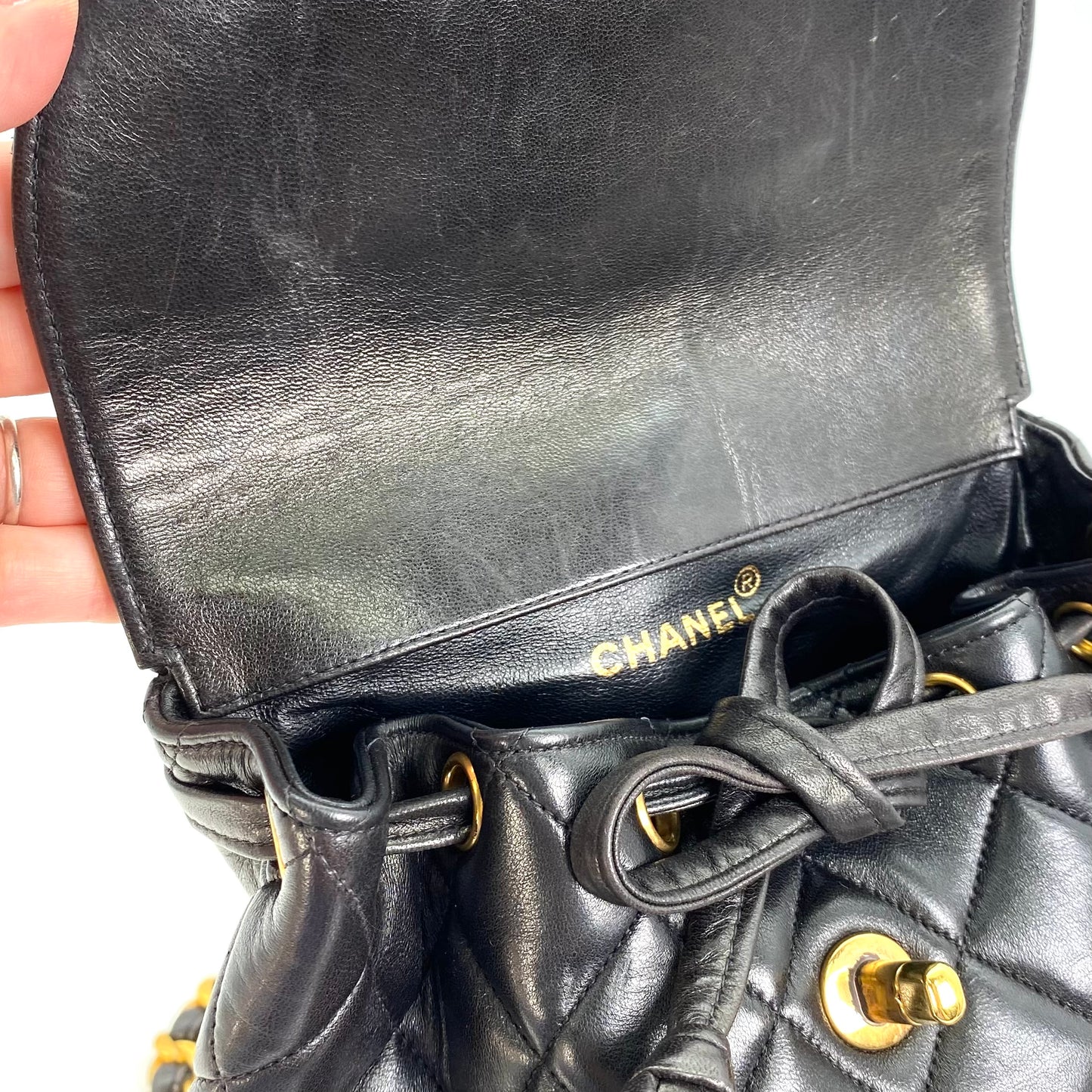 Yeka, 3 Series Black Lambskin Duma Backpack with seal and card