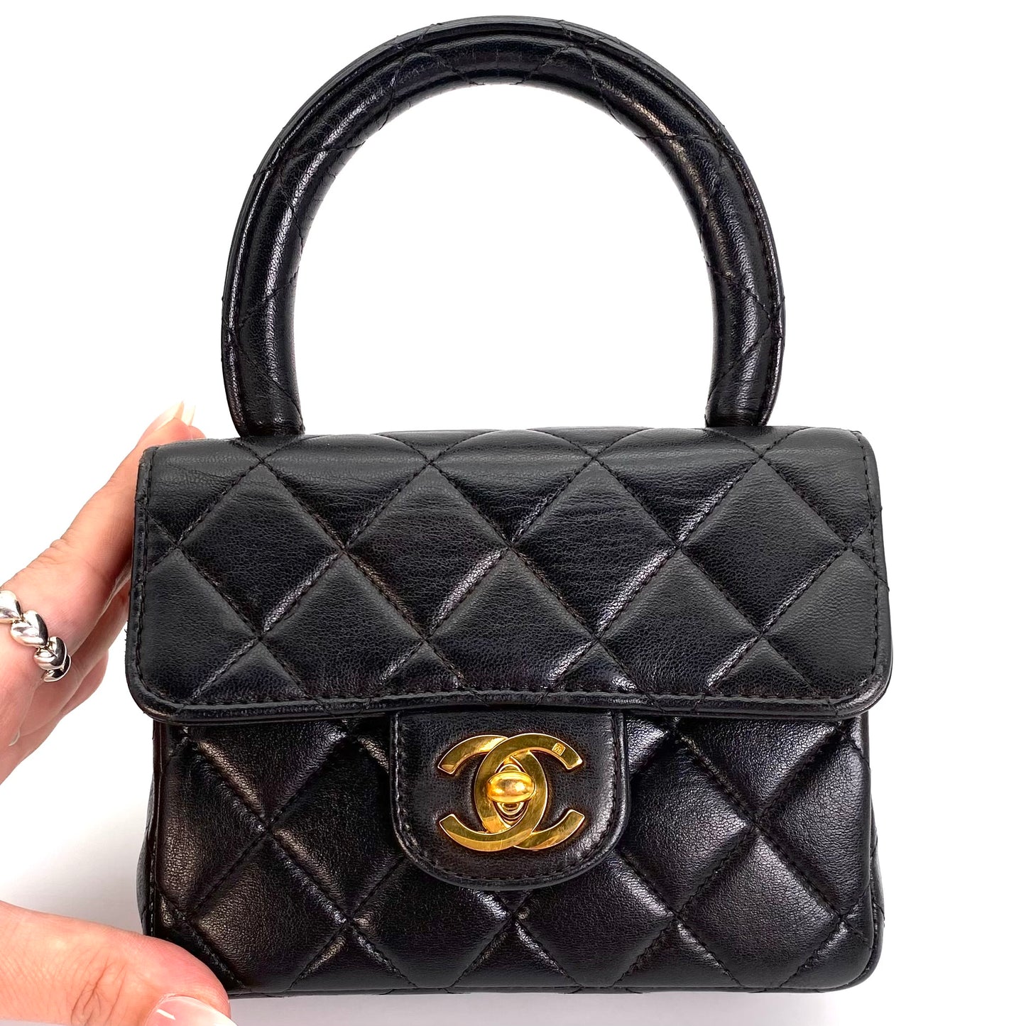 York, 2 Series Pair Bag Mother and Daughter Set Black Lambskin with seal and card