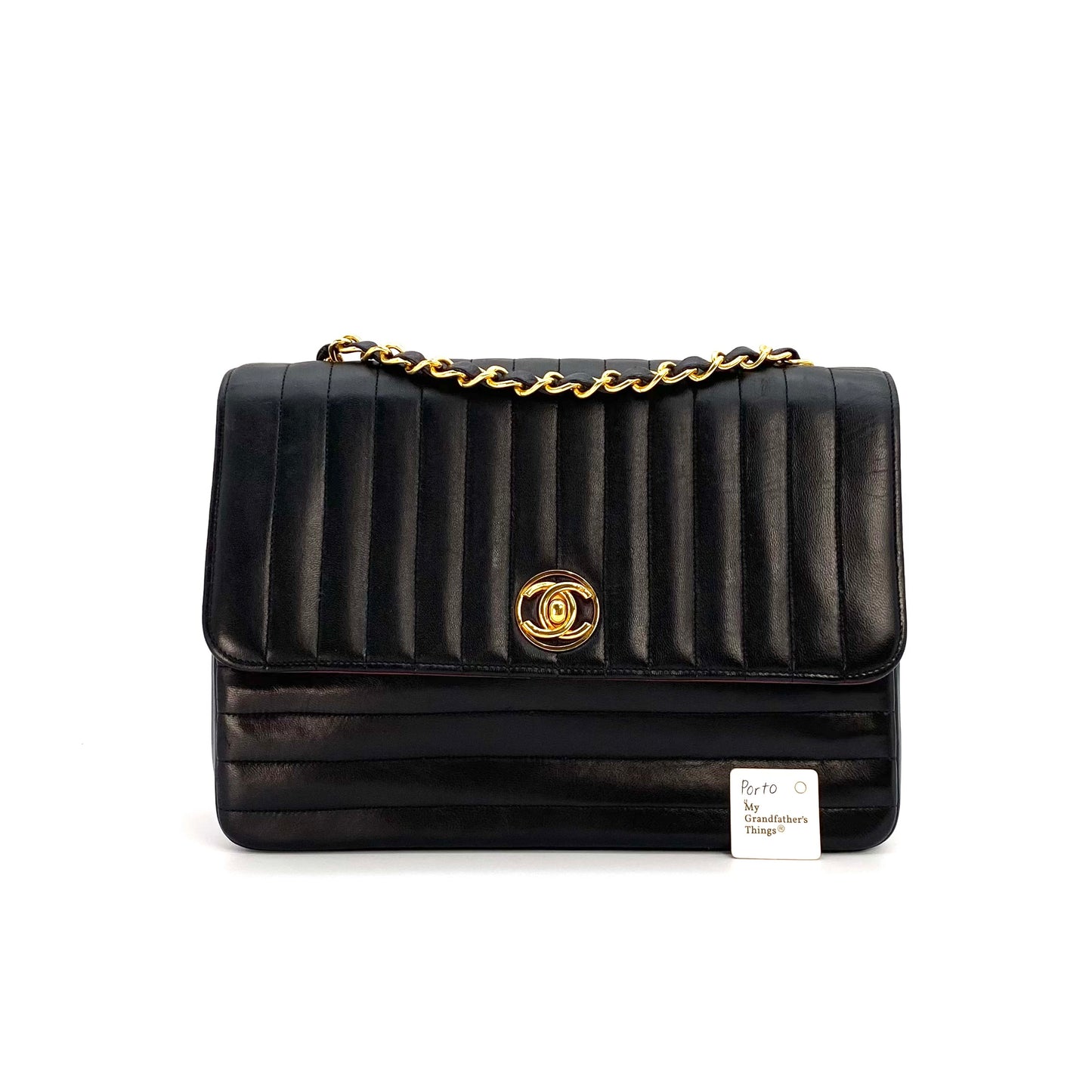 Porto, 1 Series Mademoiselle Black Lambskin Square 20 cm with seal and card