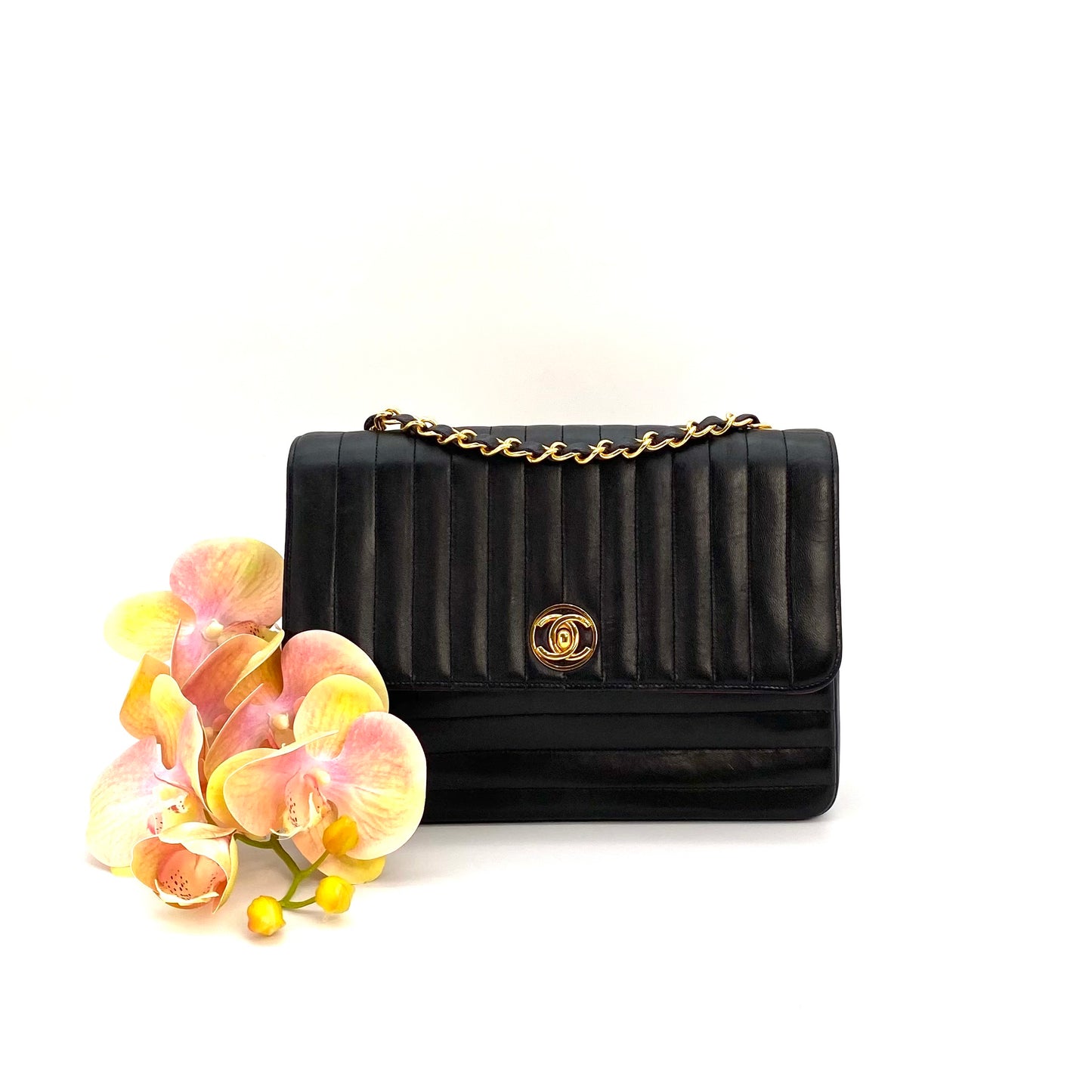 Porto, 1 Series Mademoiselle Black Lambskin Square 20 cm with seal and card