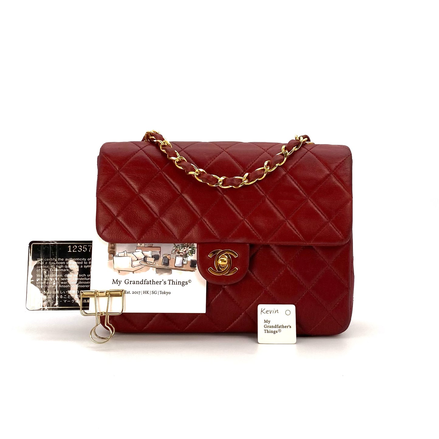Kevin, 1 Series Square 20 Red Lambskin with seal and card